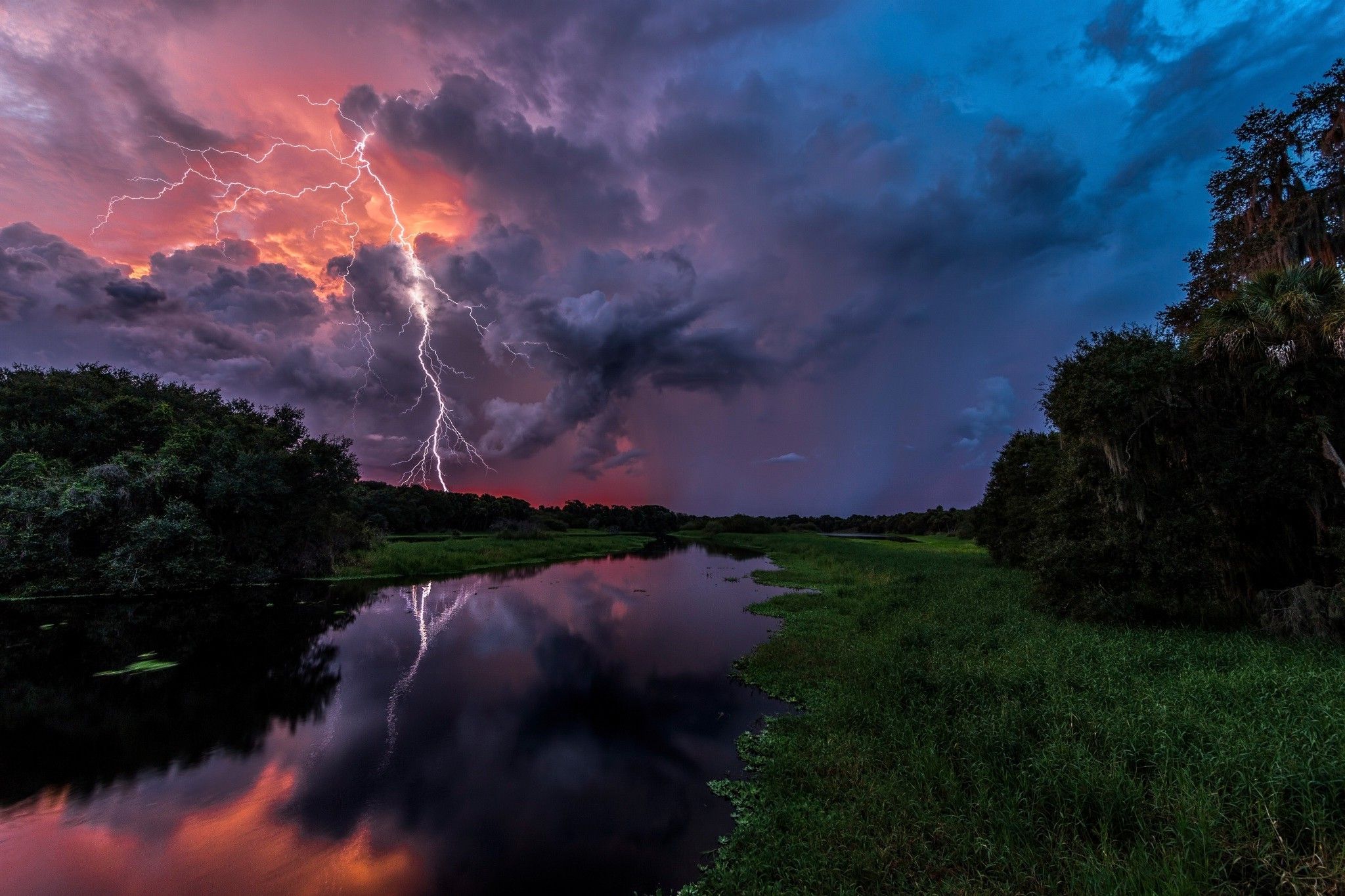 clouds, Trees, River, Storm Wallpaper HD / Desktop and Mobile
