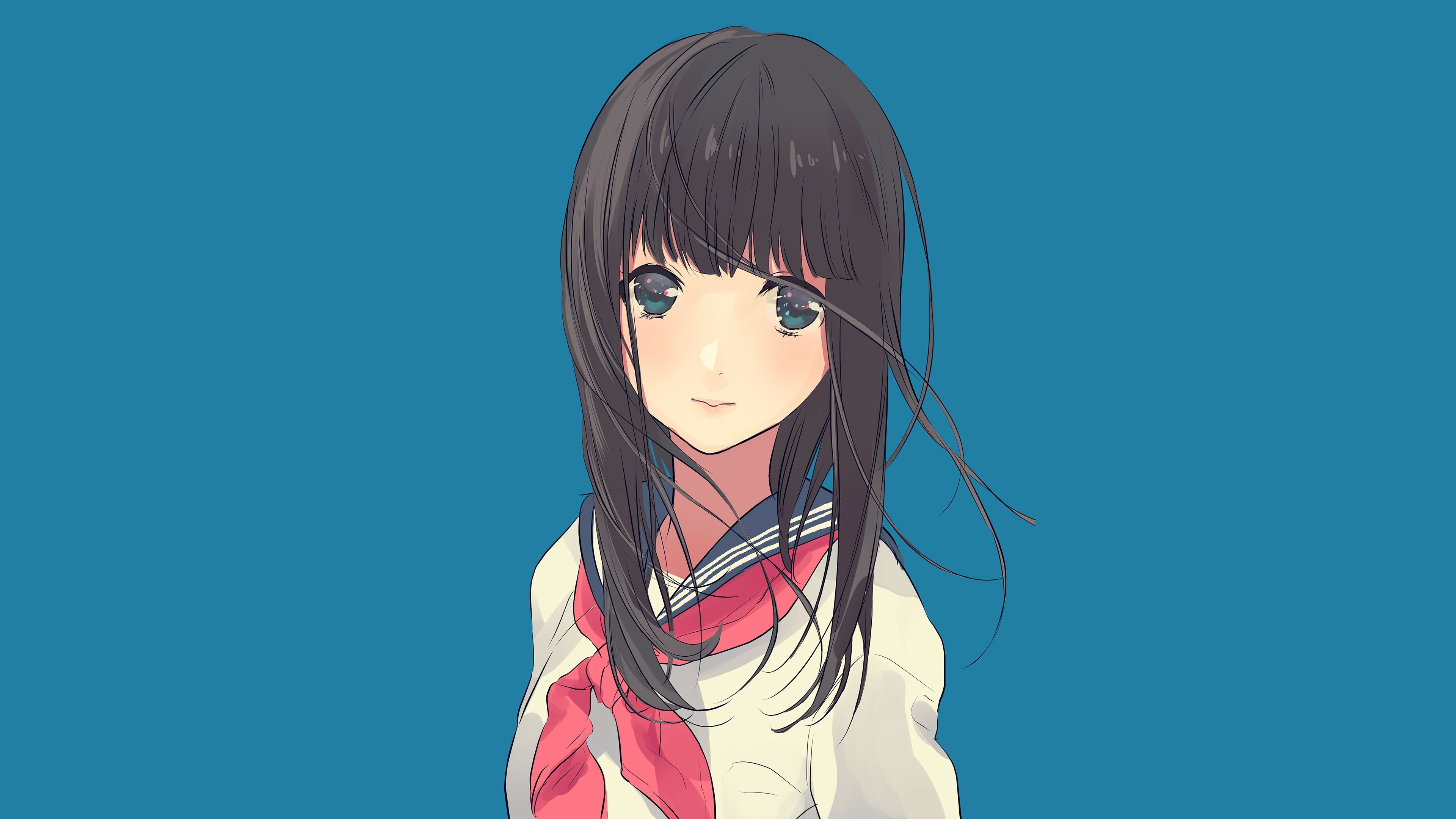 Download Cute, anime girl, school dress, original, art wallpaper, 3840x 4K UHD 16: Widescreen