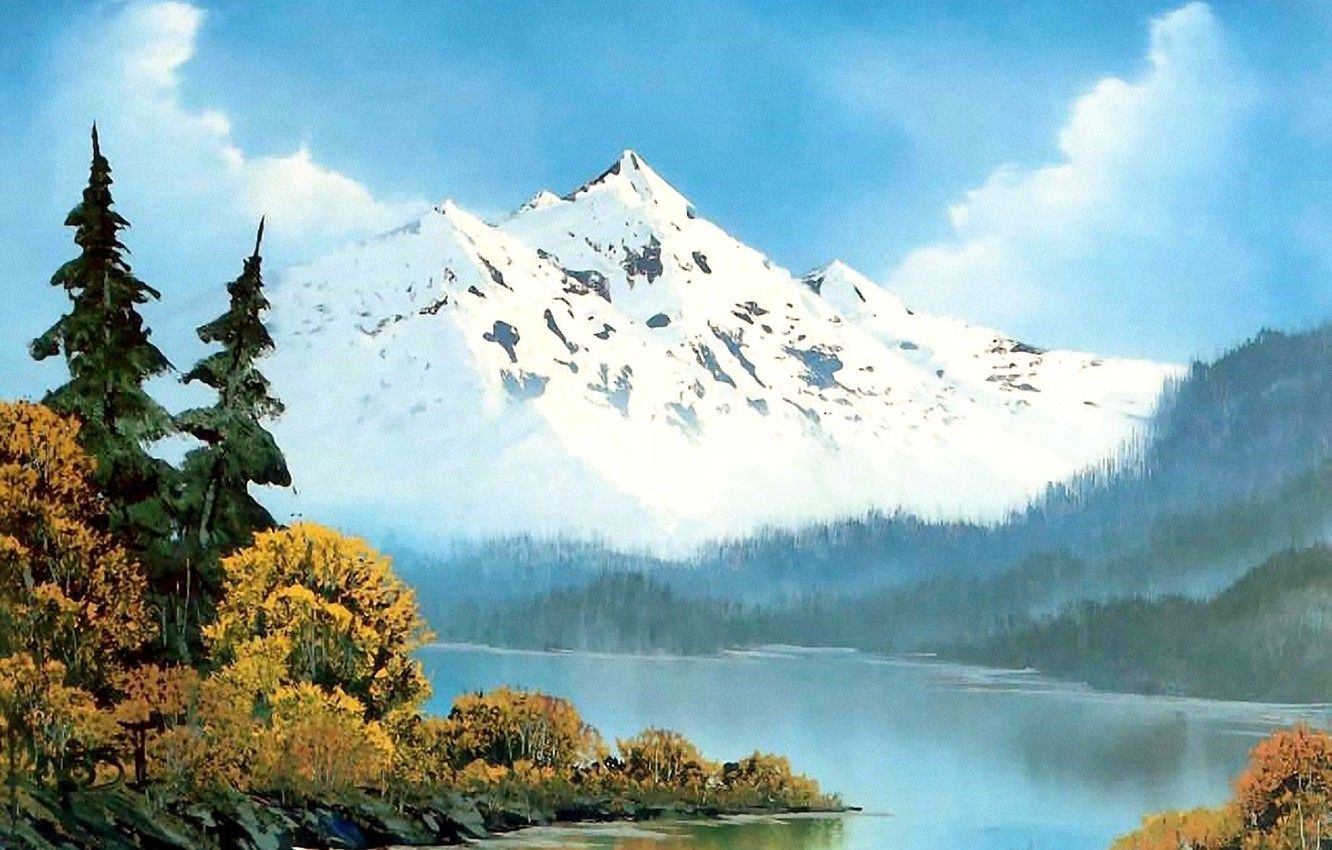 Wallpaper forest, the sky, water, clouds, snow, trees, landscape