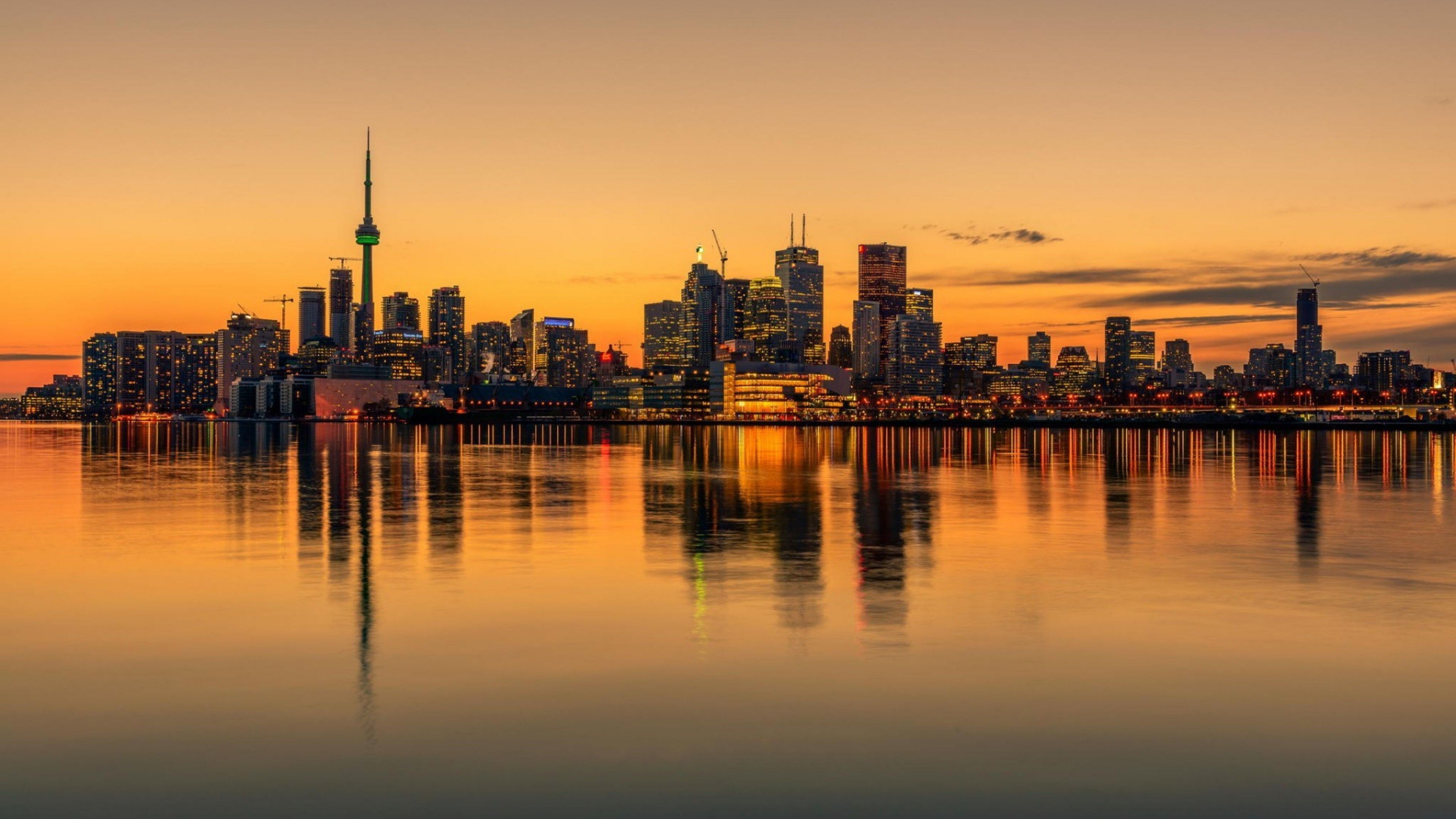 Download wallpapers Toronto, CN Tower, metropolis, skyscrapers, evening,  city lights, Canada for desktop free. Pictures for desktop free | Cn tower,  City, City wallpaper