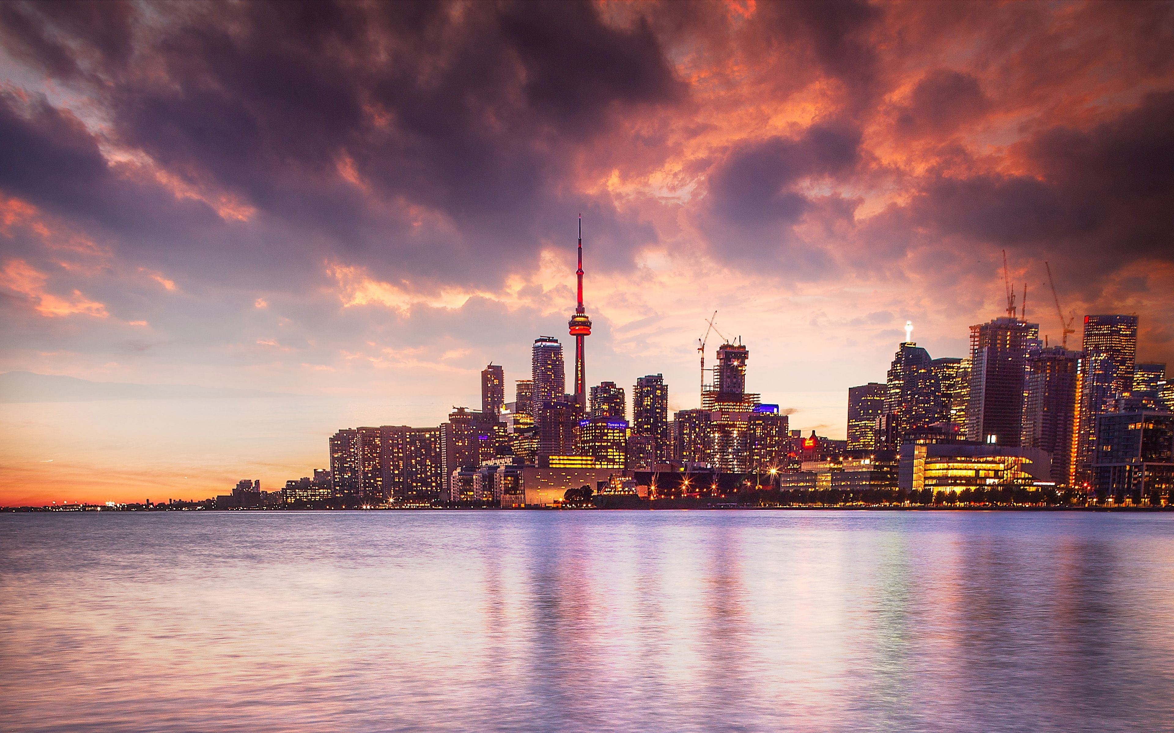 Download wallpaper 4k, Toronto, sunset, canadian cities, Canada