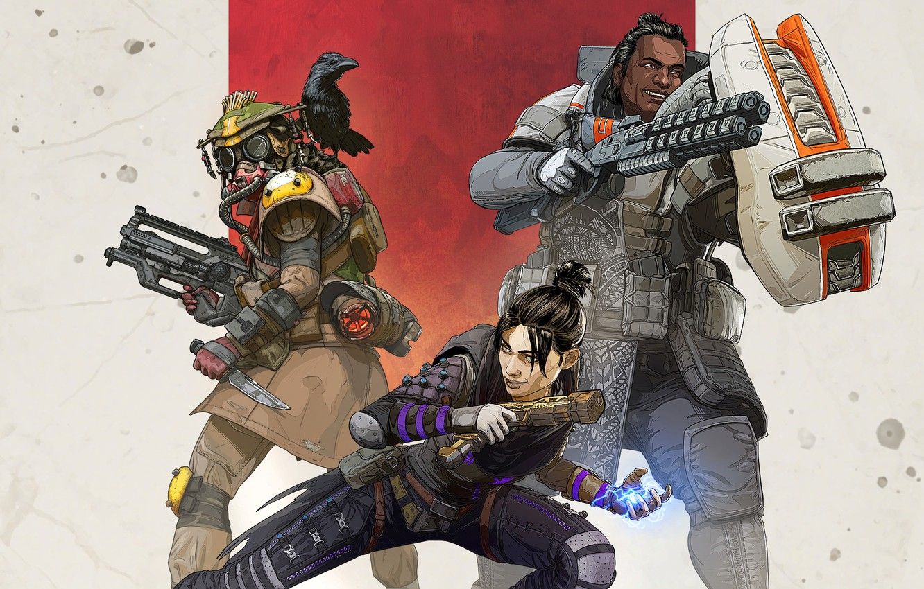 Wallpaper girl, weapons, Raven, characters, Apex Legends image