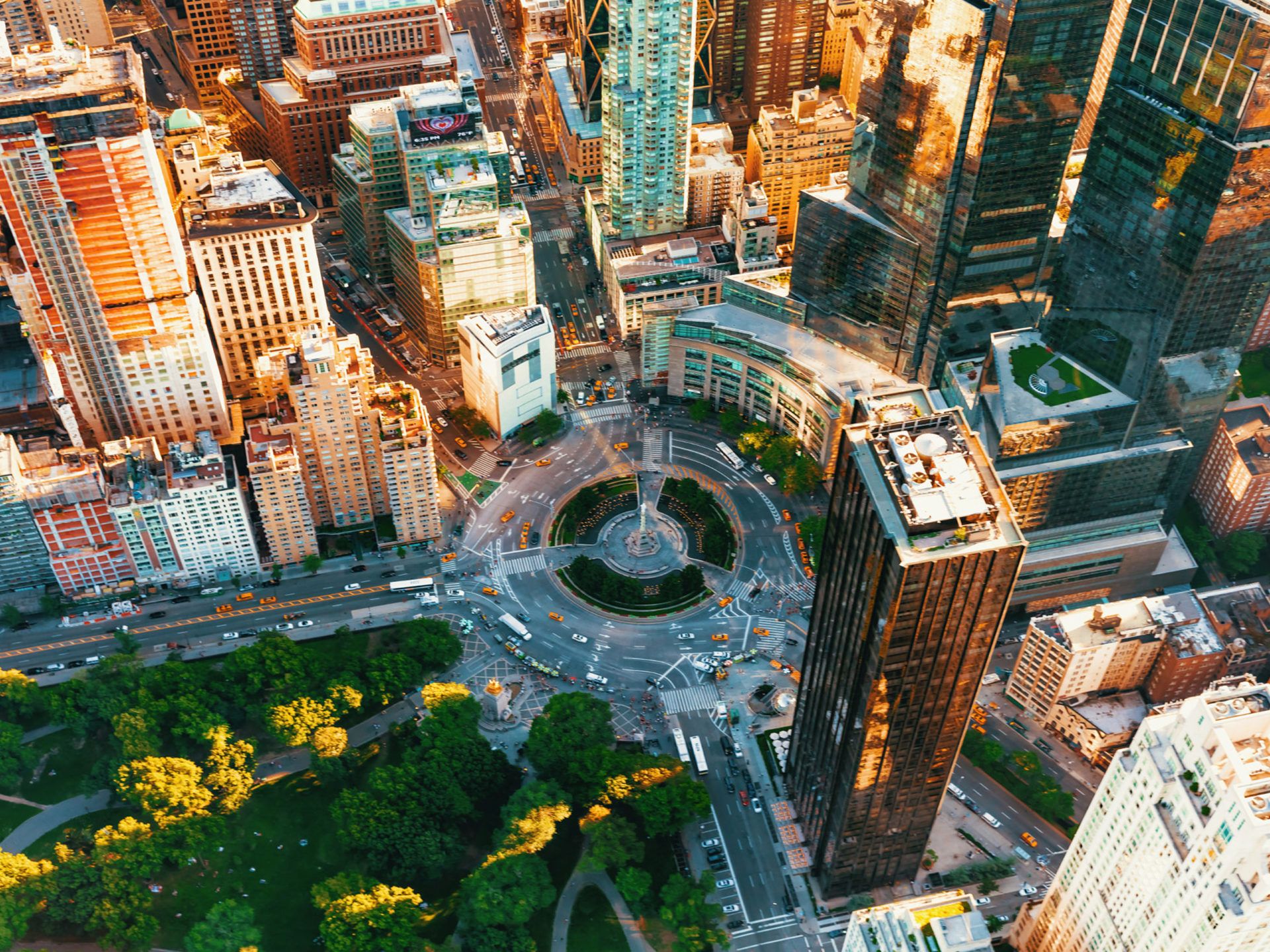 Columbus Circle In New York City Aerial View 4k Ultra HD Wallpaper
