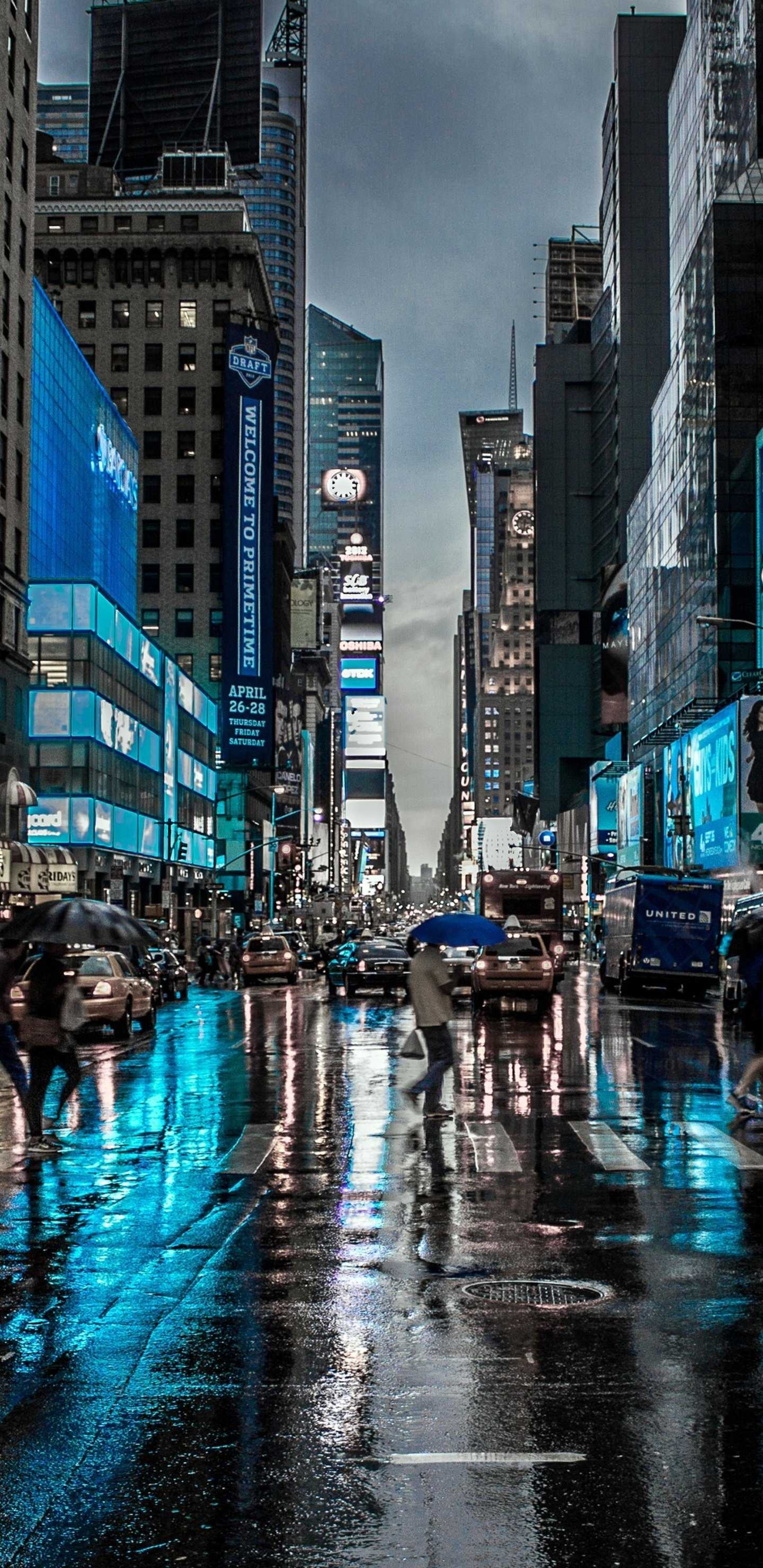 New York City Street Reflection Motion Blur Dark 4K HD Wallpaper