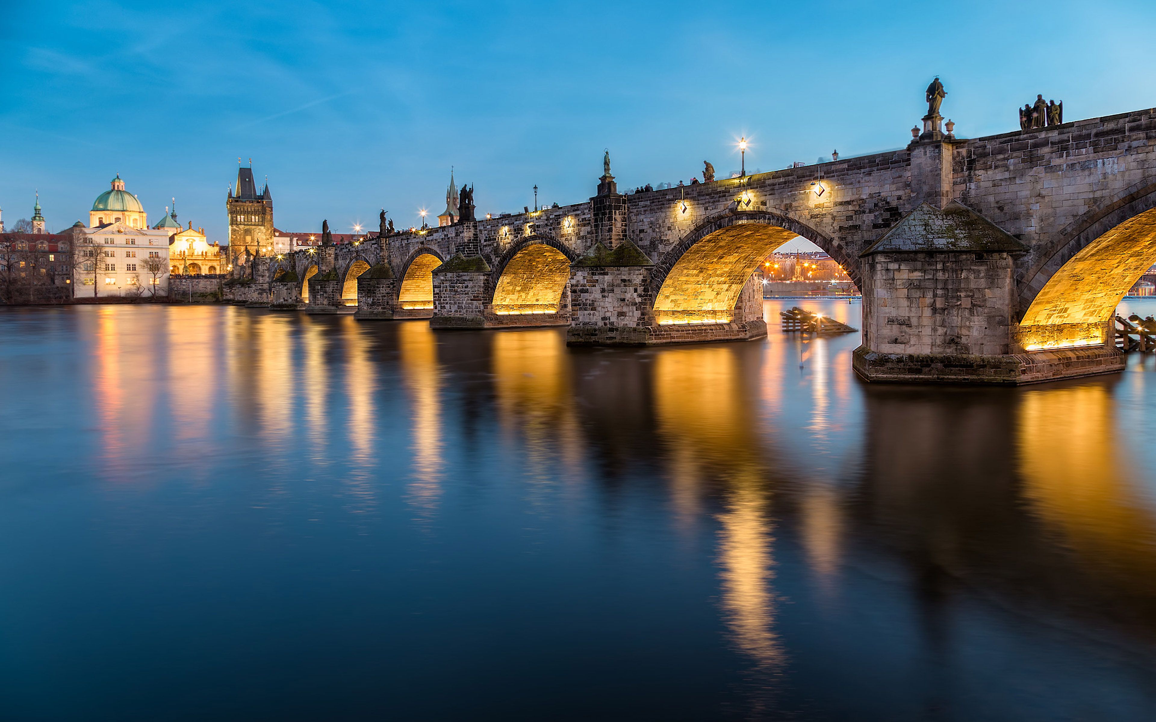 Charles Bridge Historic Bridge On The River Vltava In Prague Czech