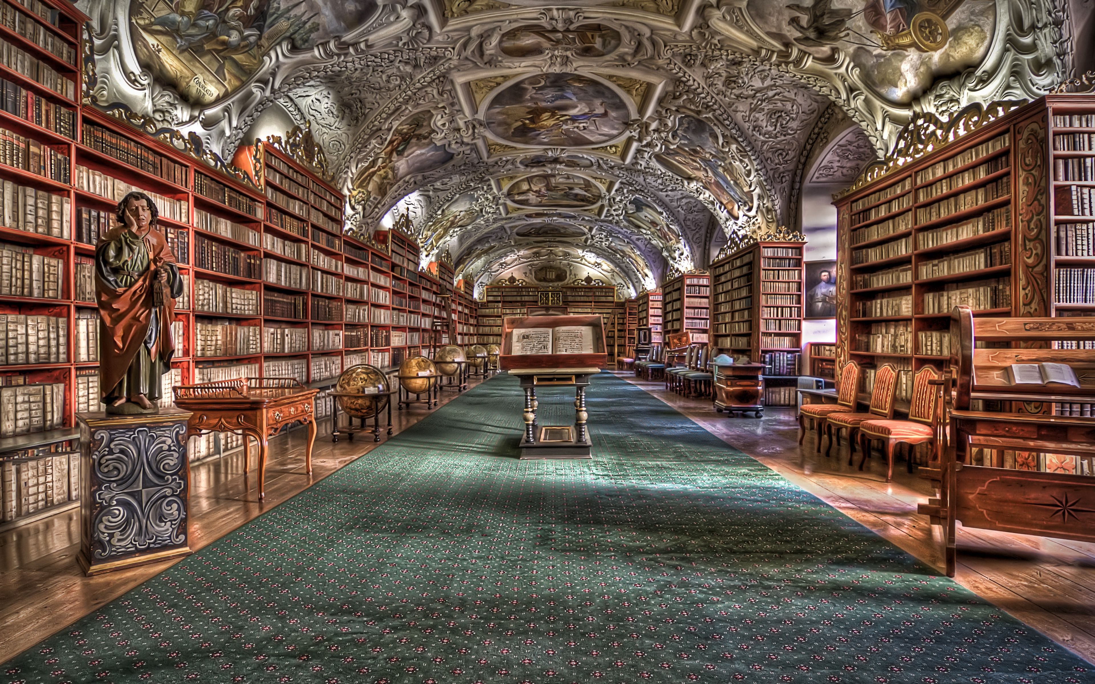 Download wallpaper 3840x2400 strahov monastery, prague, hdr 4k