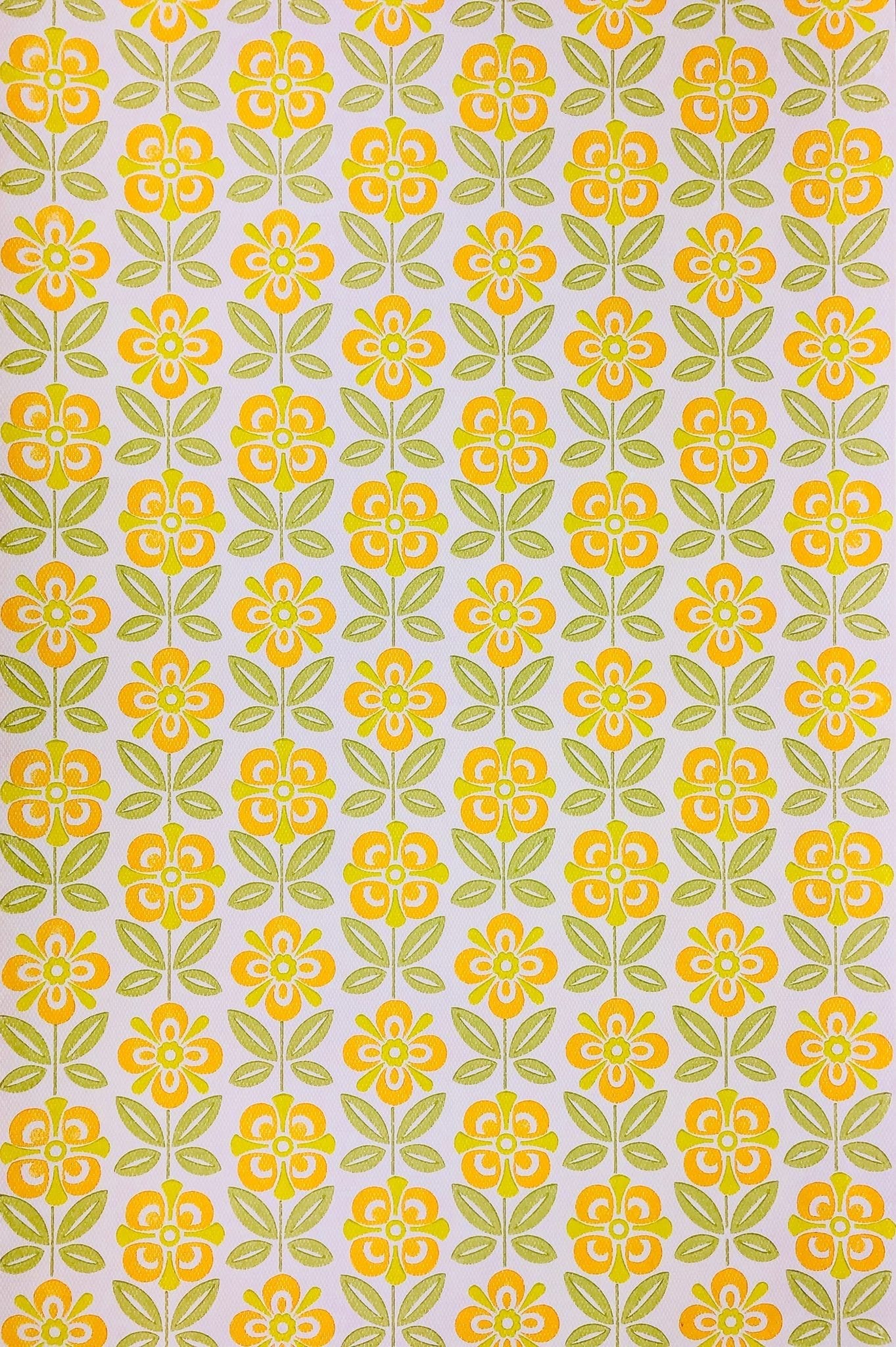 1970s Vintage Retro Floral Wallpaper