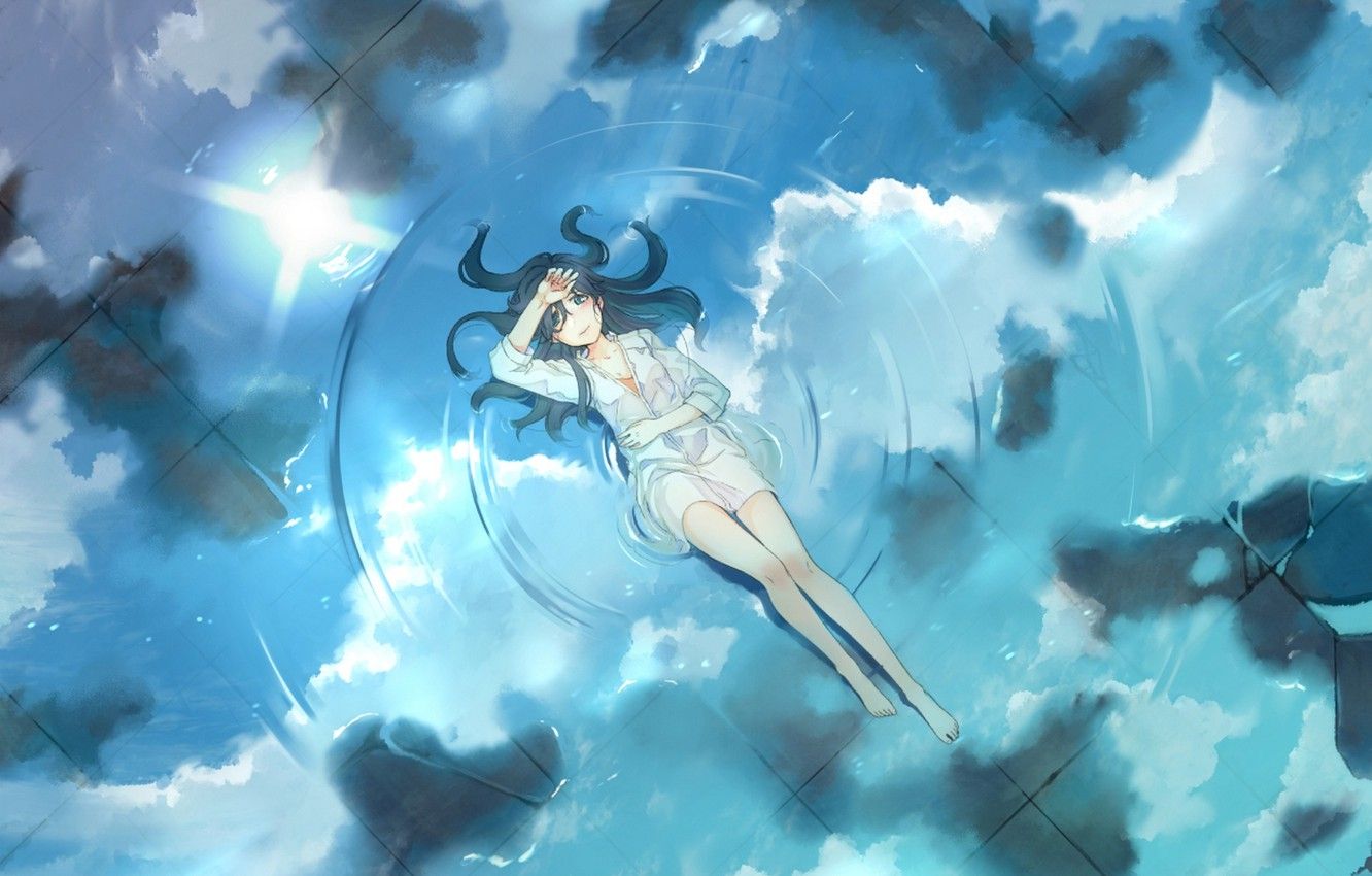 HD wallpaper: female anime character floating on body of water, school  uniform | Wallpaper Flare