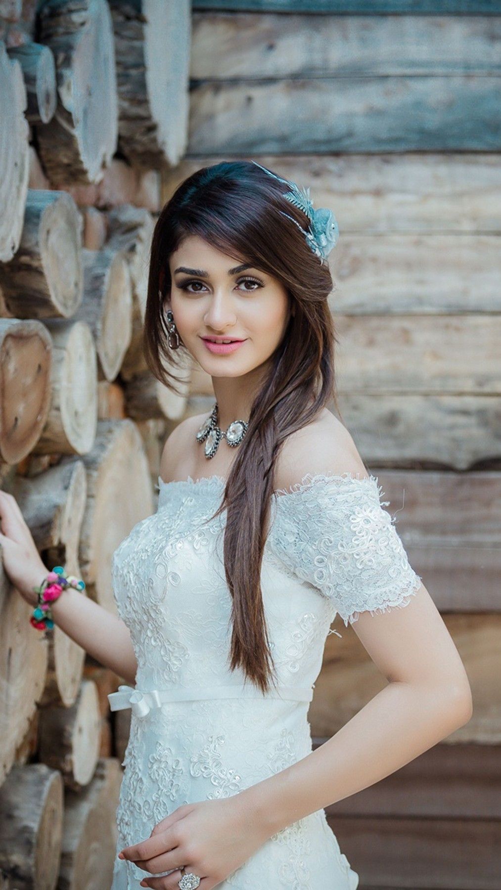 Beautiful Indian girl white stylish dress picture mobile