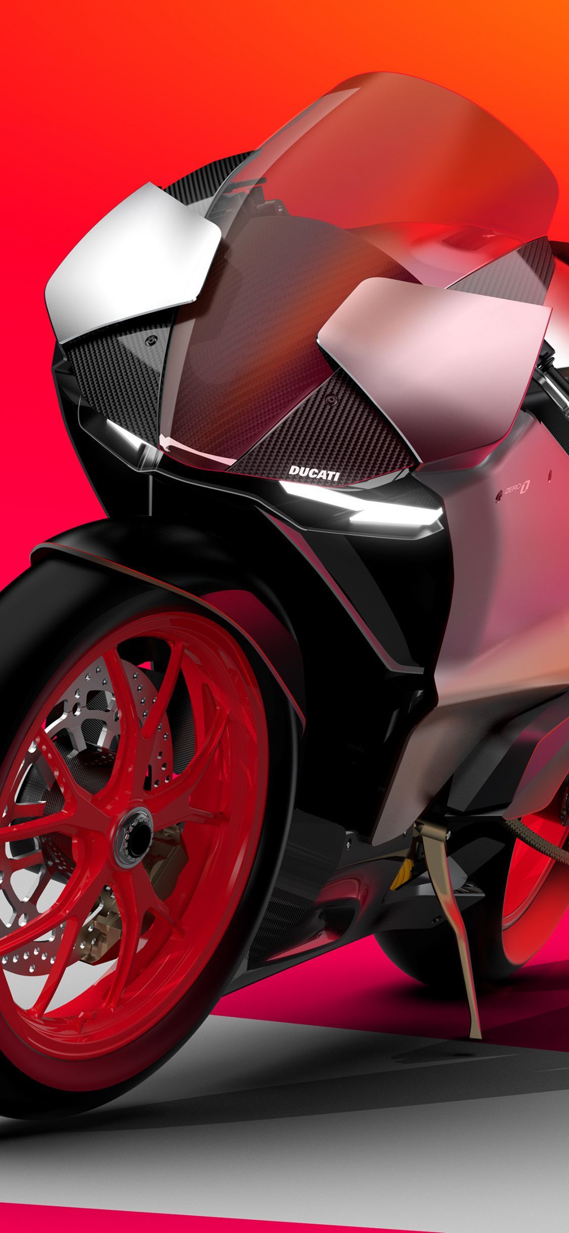 Ducati Zero Electric Superbike sports bike, art, 1125x2436