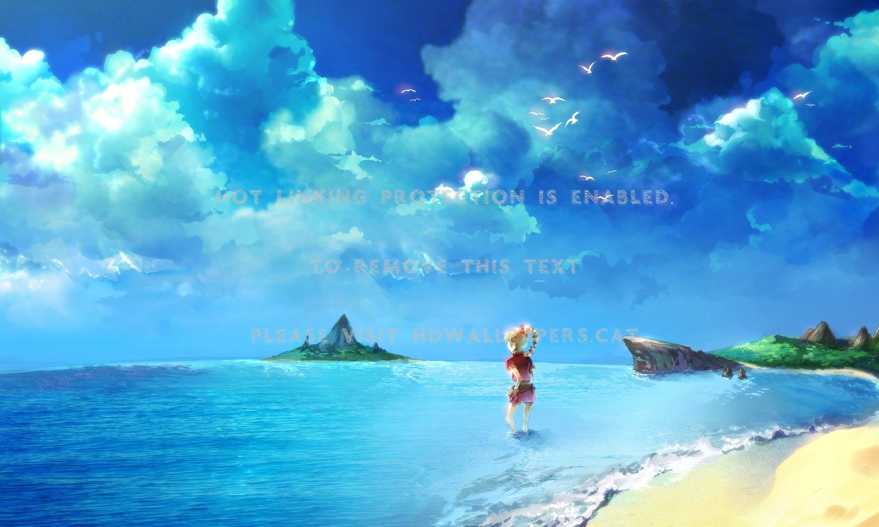 anime beach island girl summer