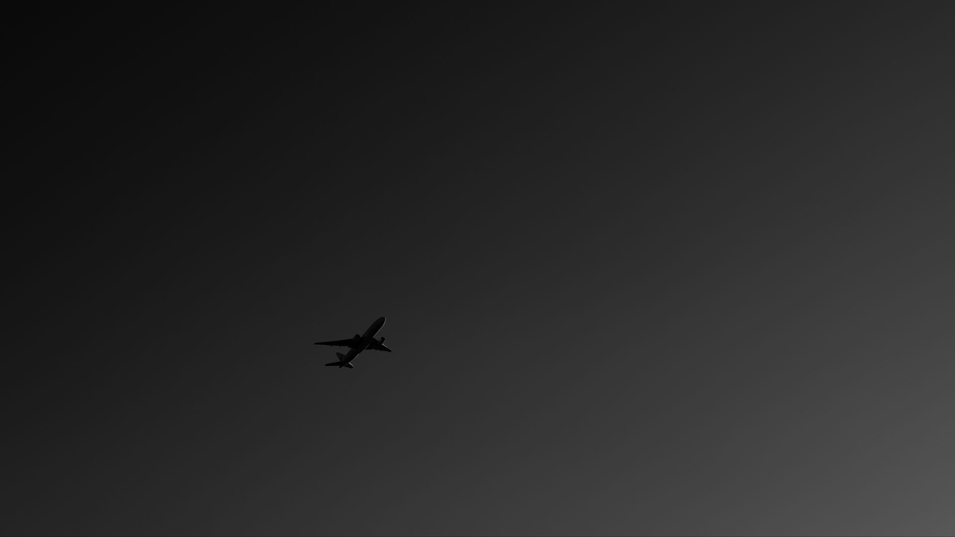 Download wallpaper 1920x1080 plane, bw, sky, flight, dark