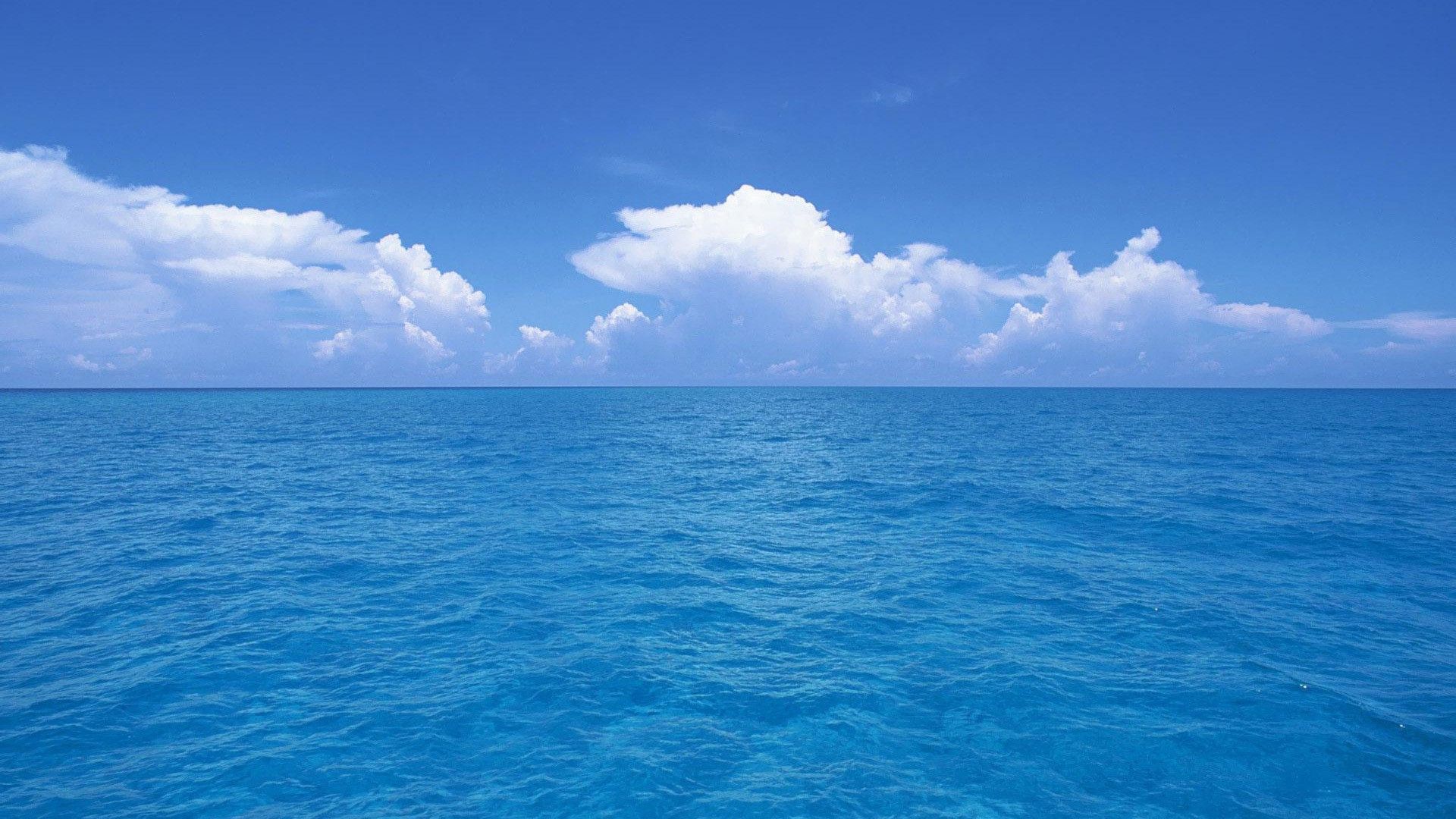Blue ocean clouds skylines sea wallpaperx1080