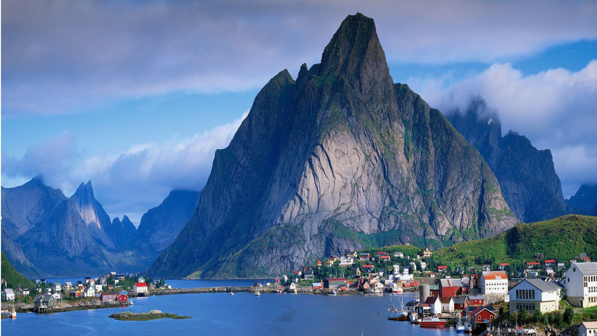 Fable life at the foot of the mountain, Lofoten Islands, Norway