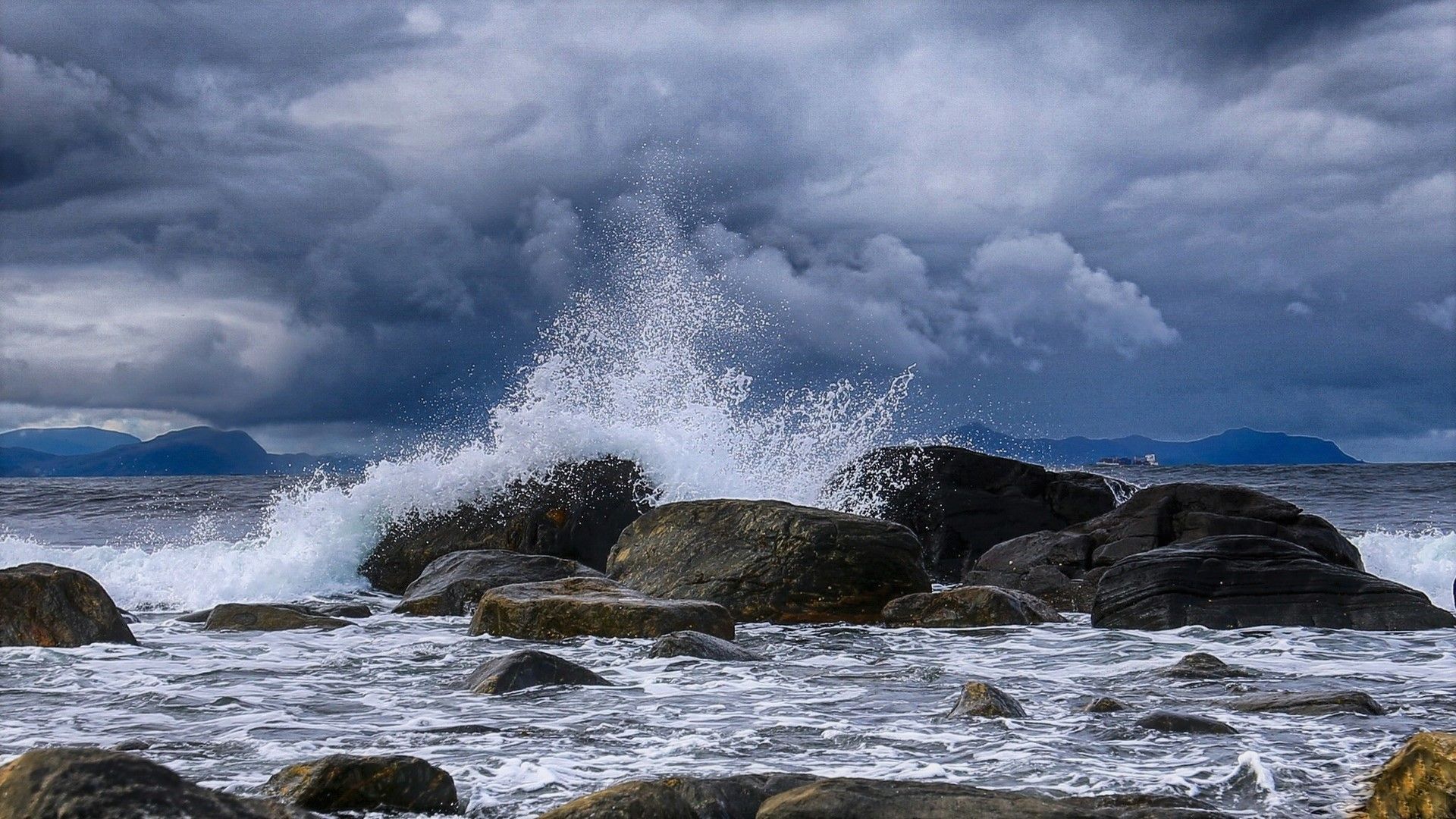 Dark Clouds over Rough Sea HD Wallpaper. Background Image