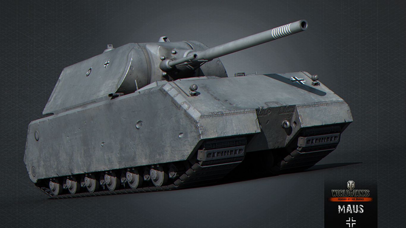 Picture World of Tanks tank Maus 3D Graphics Games 1366x768