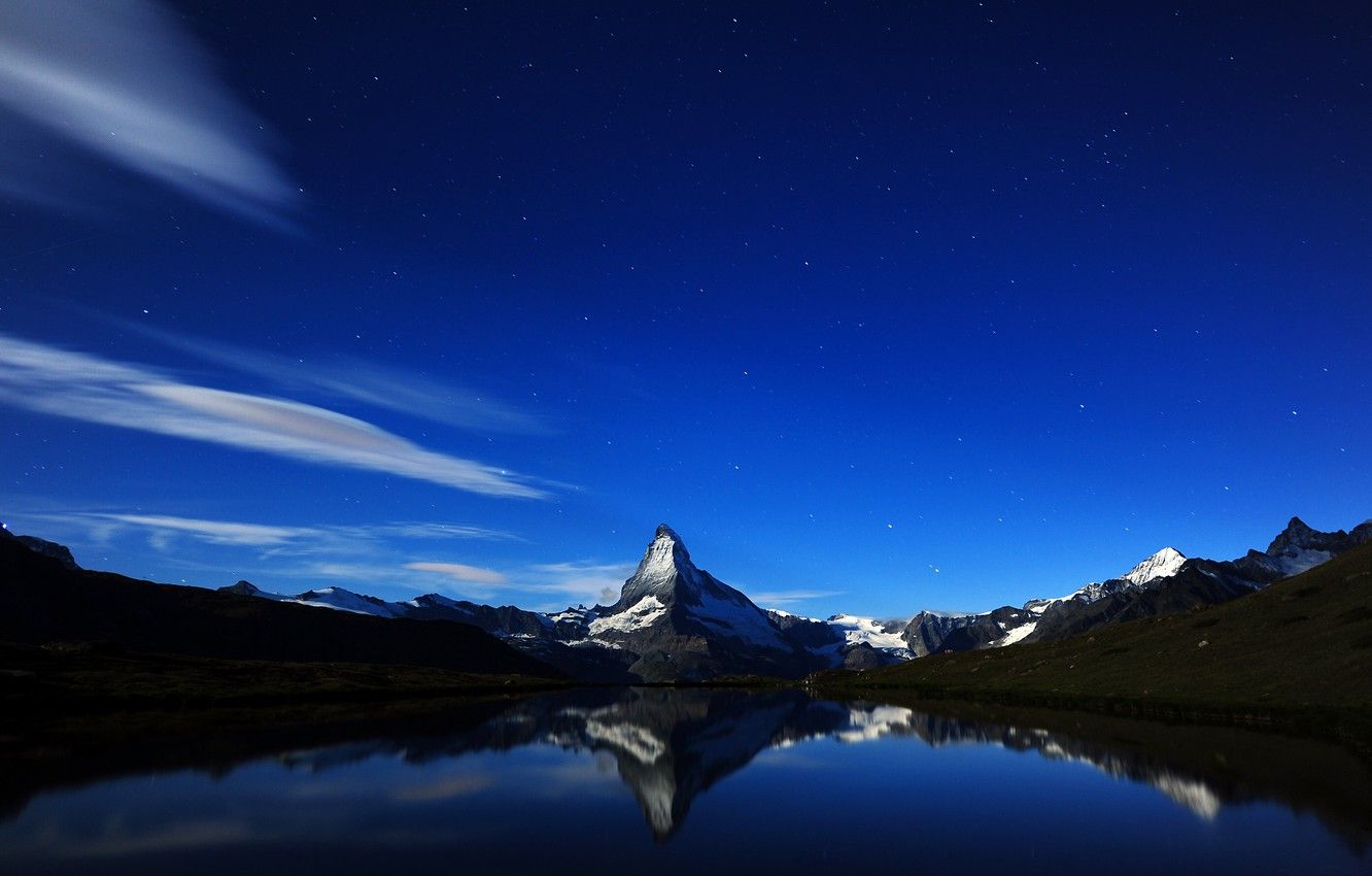 Wallpaper mountains, night, Switzerland, Matterhorn's Midnight