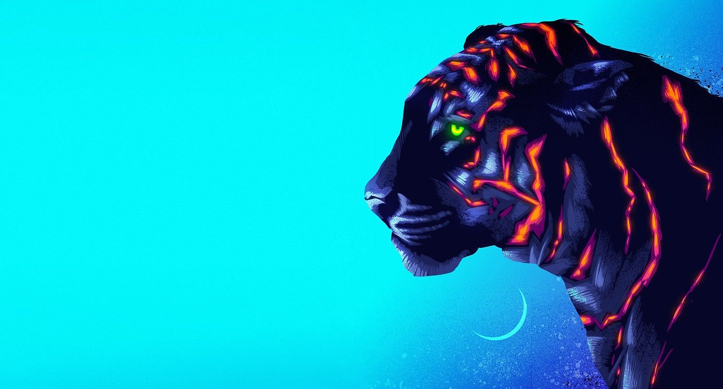 Cool Neon Tiger Background