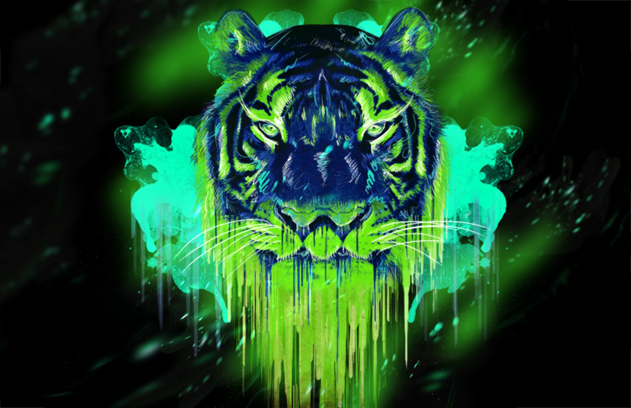 Cool Neon Tiger Background