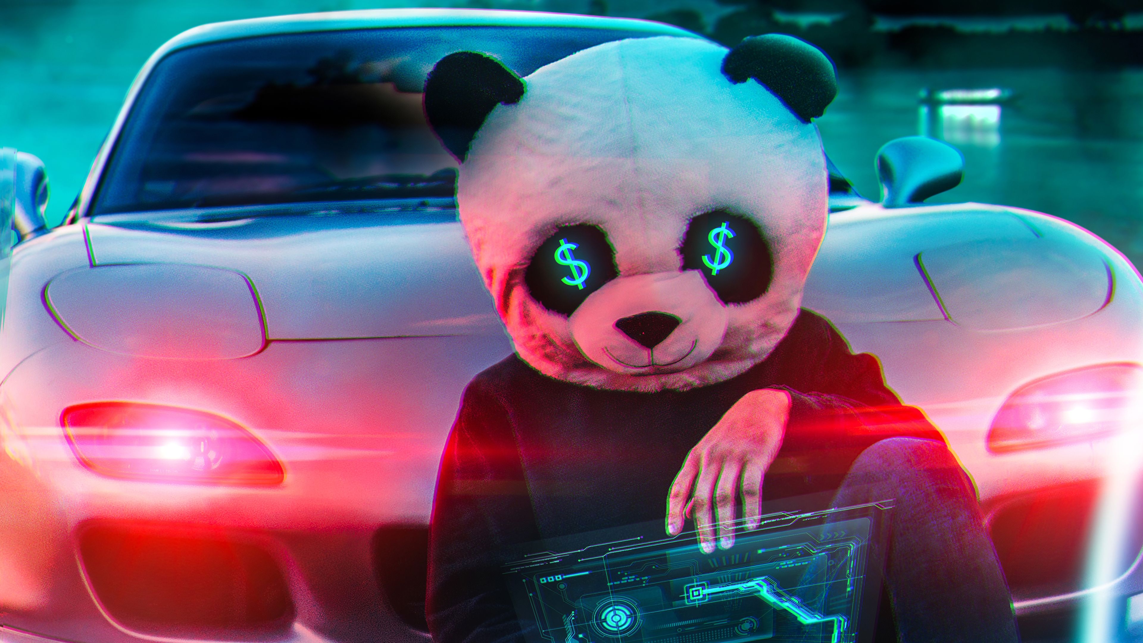 Panda Money Guy 4k, HD Artist, 4k Wallpaper, Image, Background