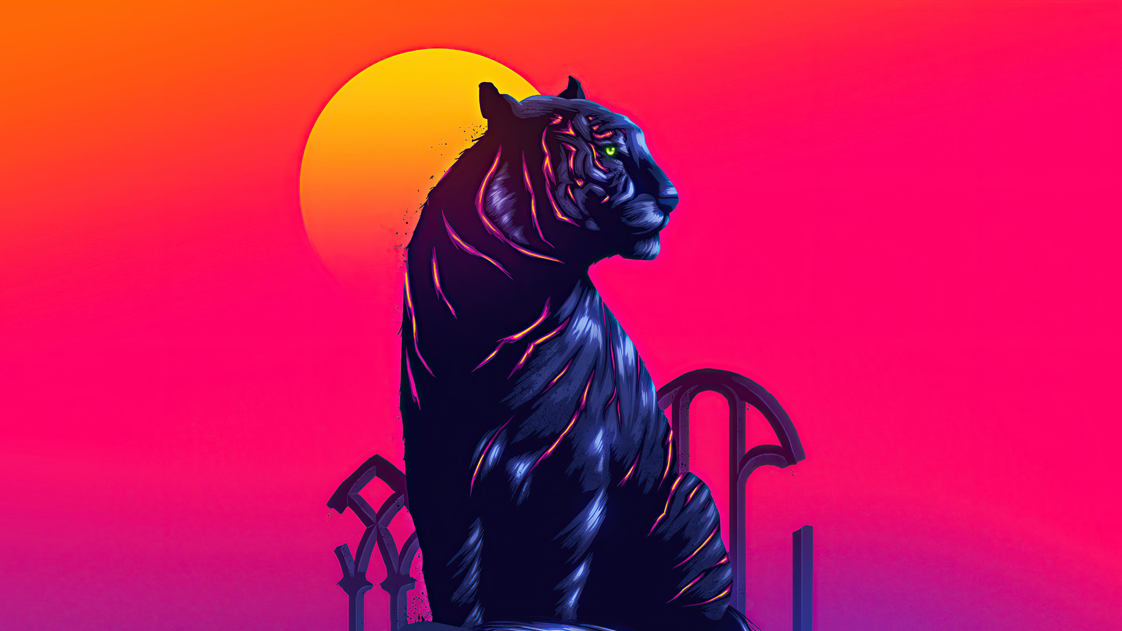 Tiger Neon 4k, HD Artist, 4k Wallpaper, Image, Background