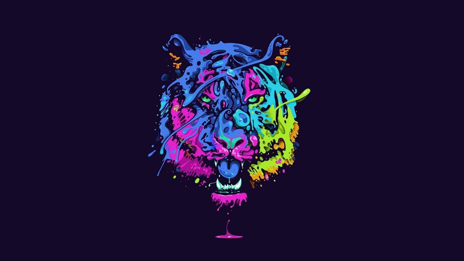 #animals, #tiger, #big cats, #neon, #artwork, #colorful