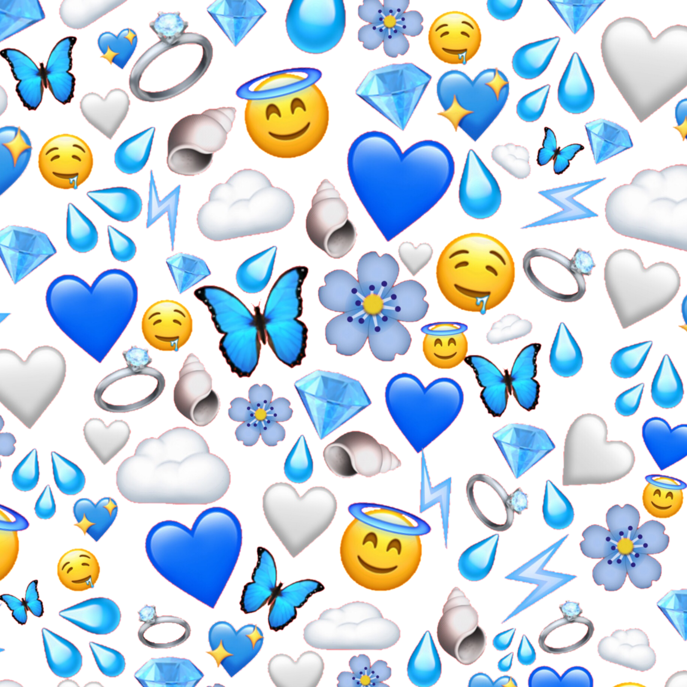 Emoji Smiley Round Cute Watercolor Blue Background Wallpaper Image For Free  Download  Pngtree