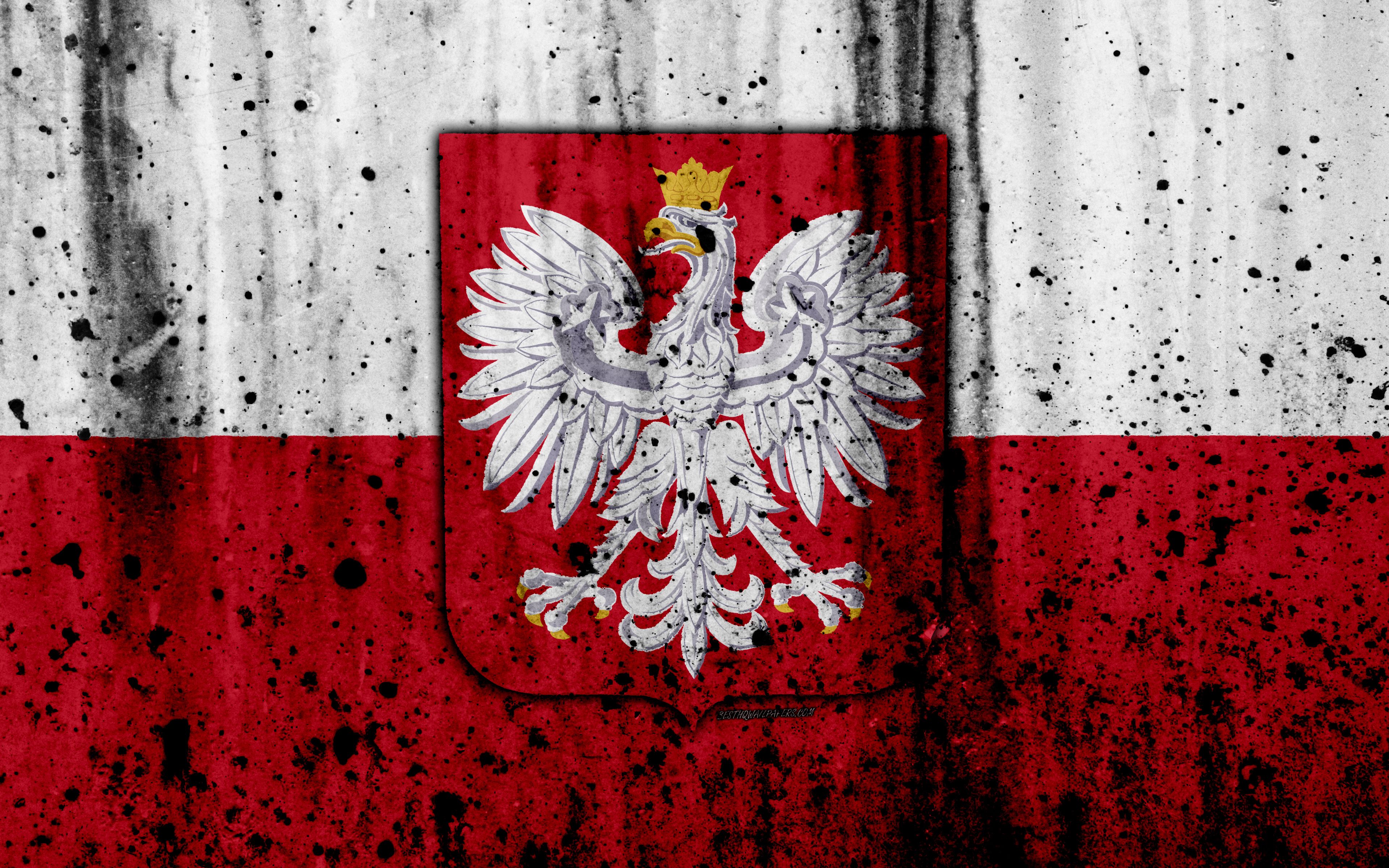Download wallpaper Polish flag, 4k, grunge, flag of Poland