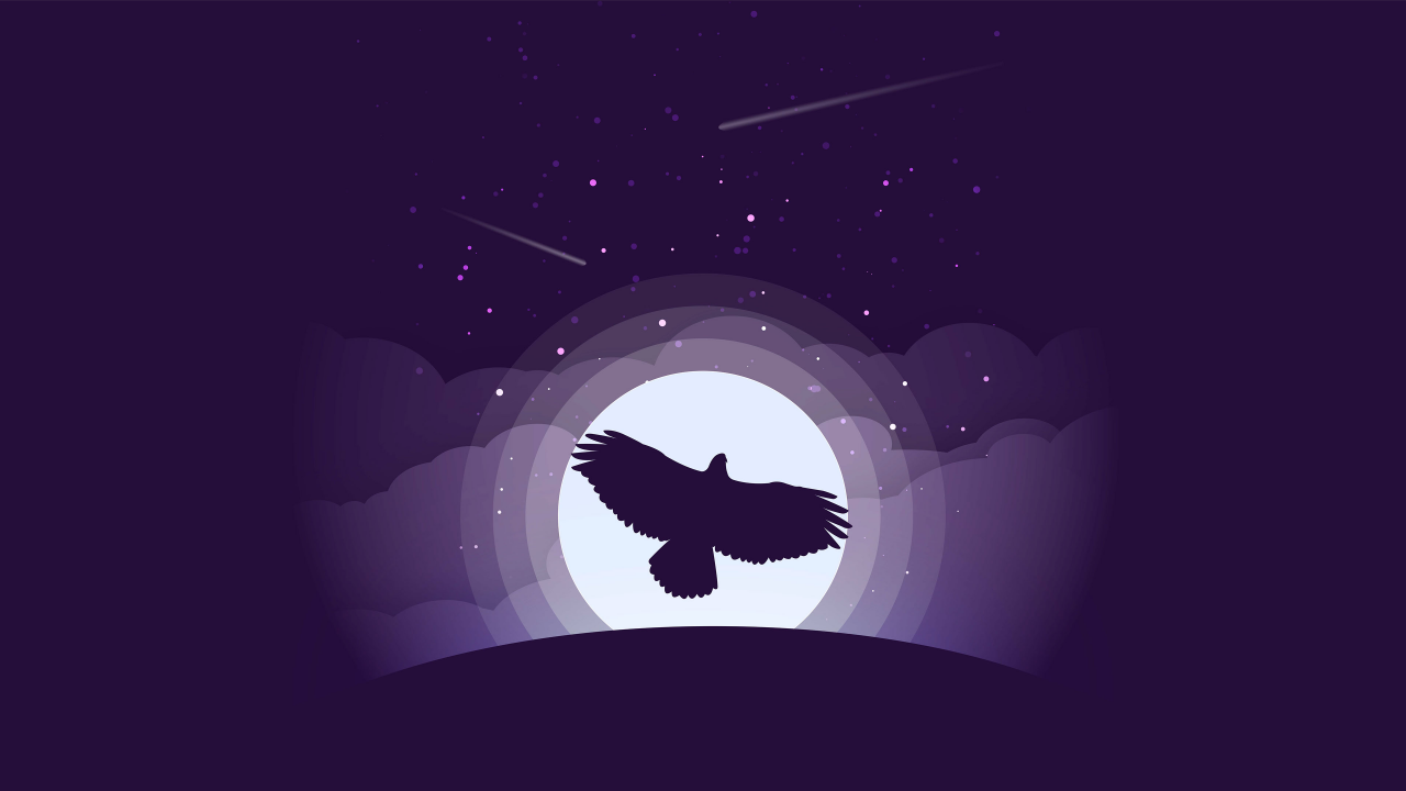 Wallpaper Eagle, Purple, Moon, Gradient, HD, 4K, Minimal