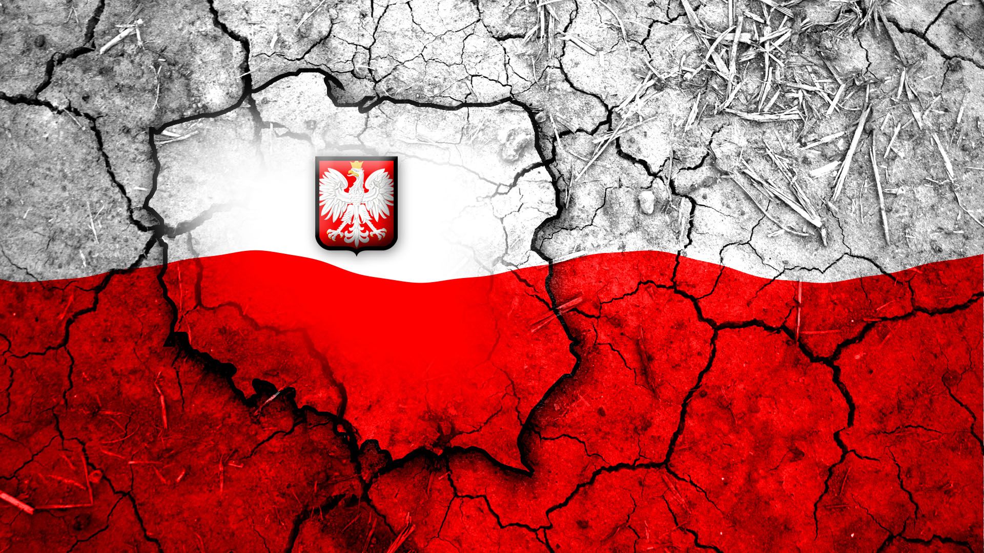 Польша на карте с флагом