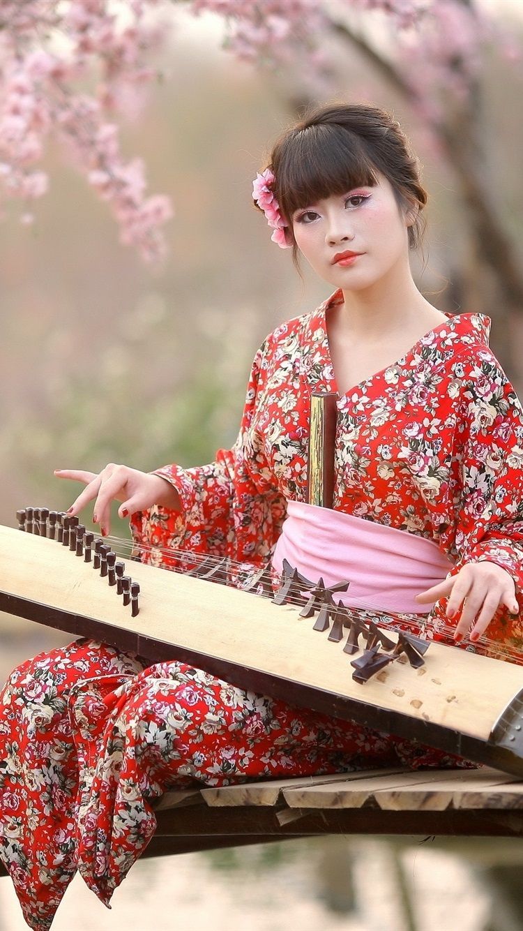 Wallpaper Japan, girl, kimono, music 2560x1600 HD Picture, Image