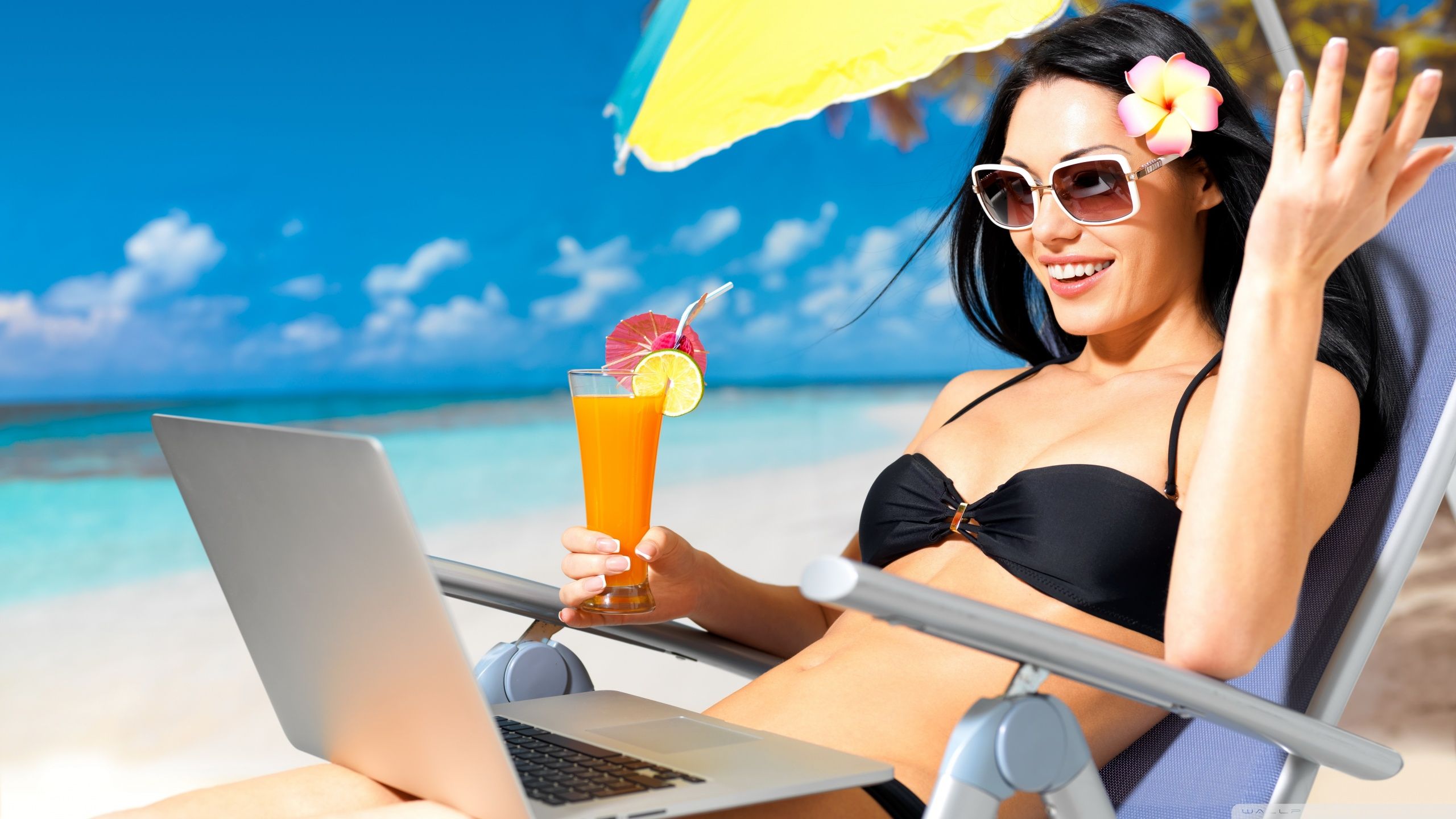 Summer Girl At The Beach Ultra HD Desktop Background Wallpaper
