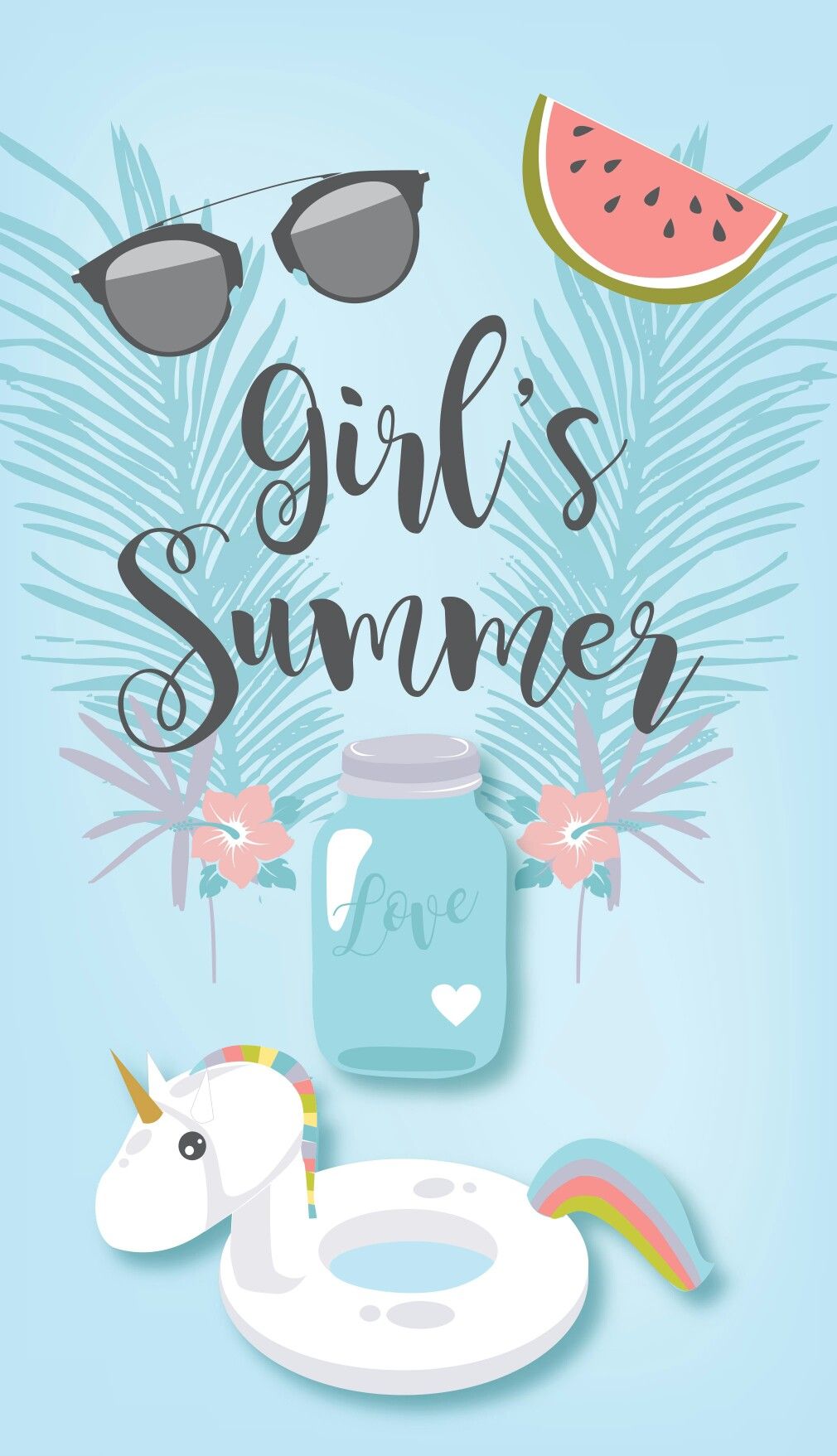 Girl's Summer Illustration. Fond d'écran à télécharger sur