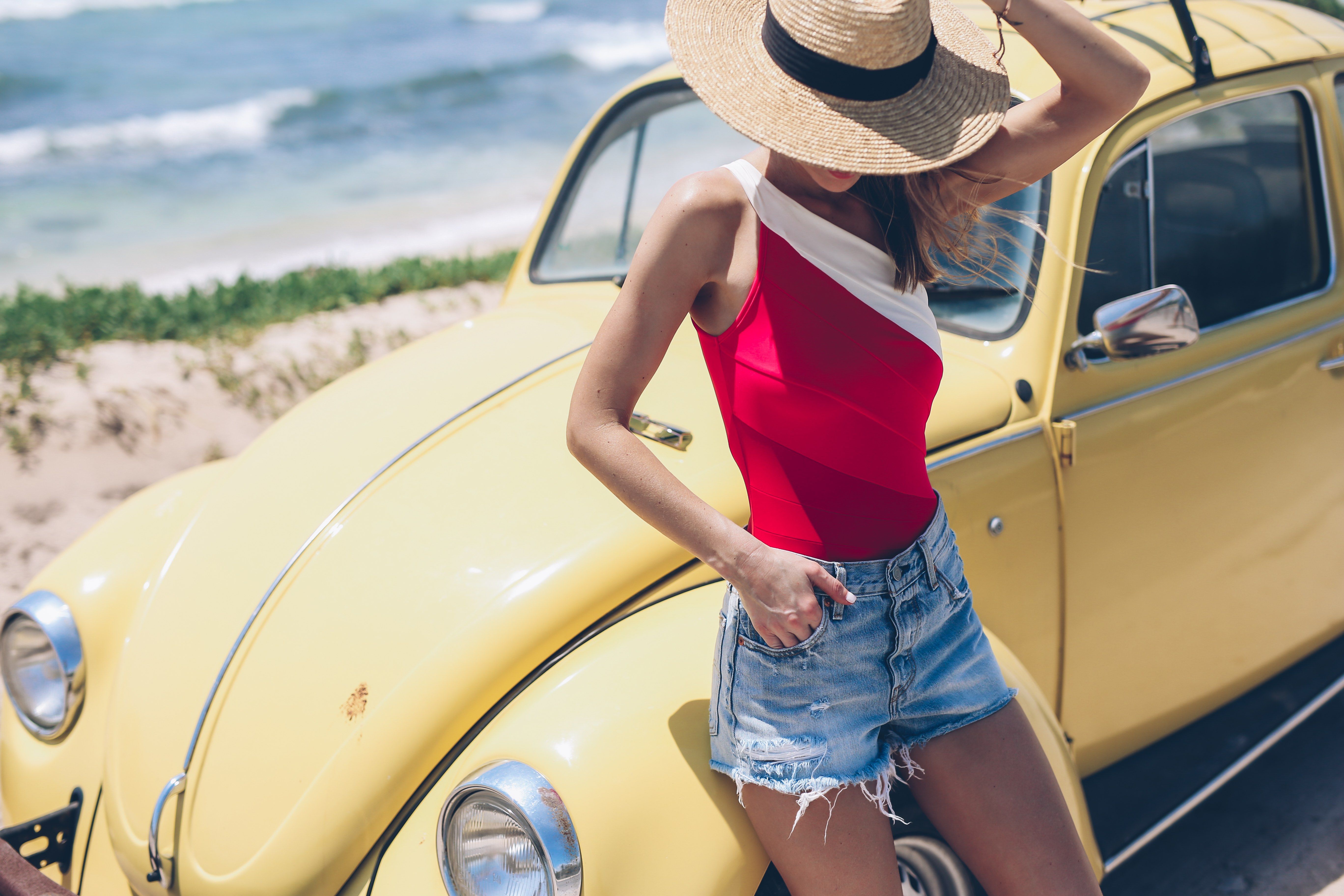Summer Girl With Yellow Car Hat, HD Girls, 4k Wallpaper, Image