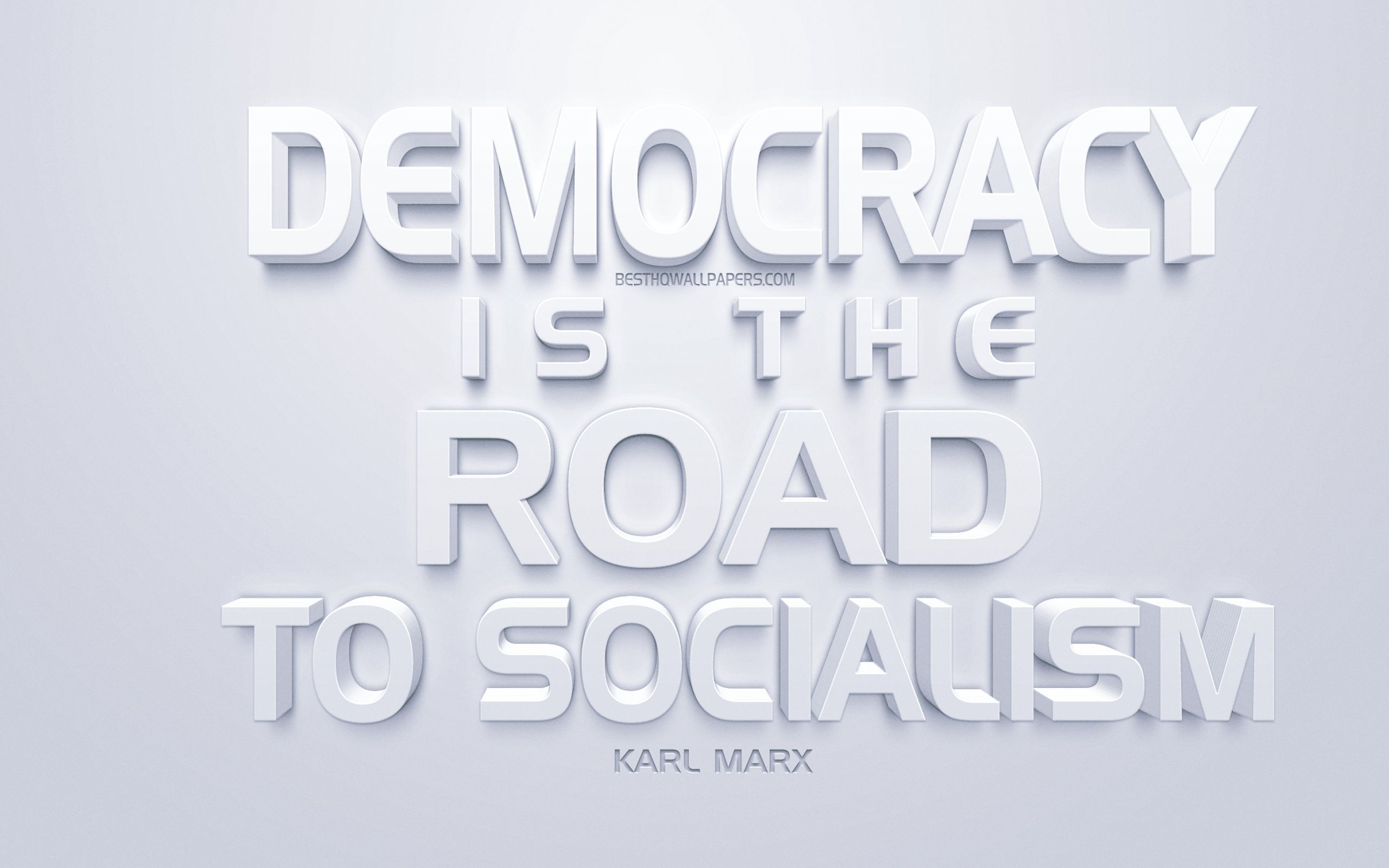 Download wallpaper Democracy is the road to socialism, Karl Marx