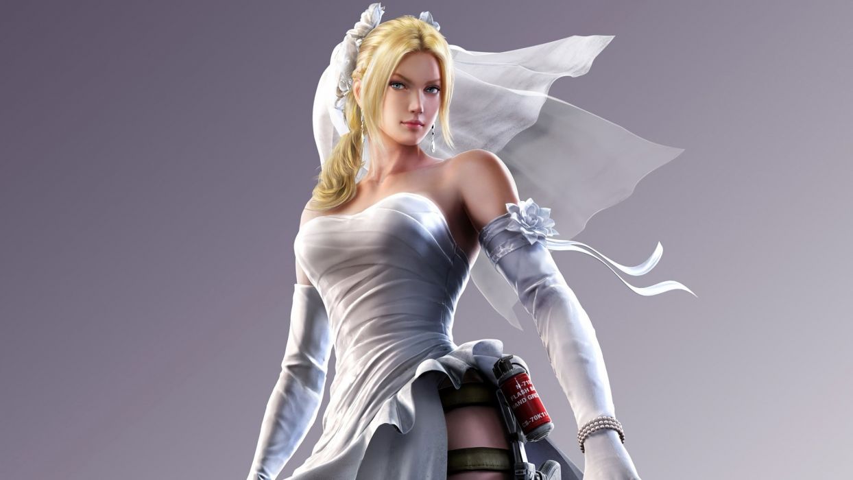 Game Sensuality Sensual Woman Girl Art Tekken 7 Nina Williams Wedding Dress Wallpaperx1080