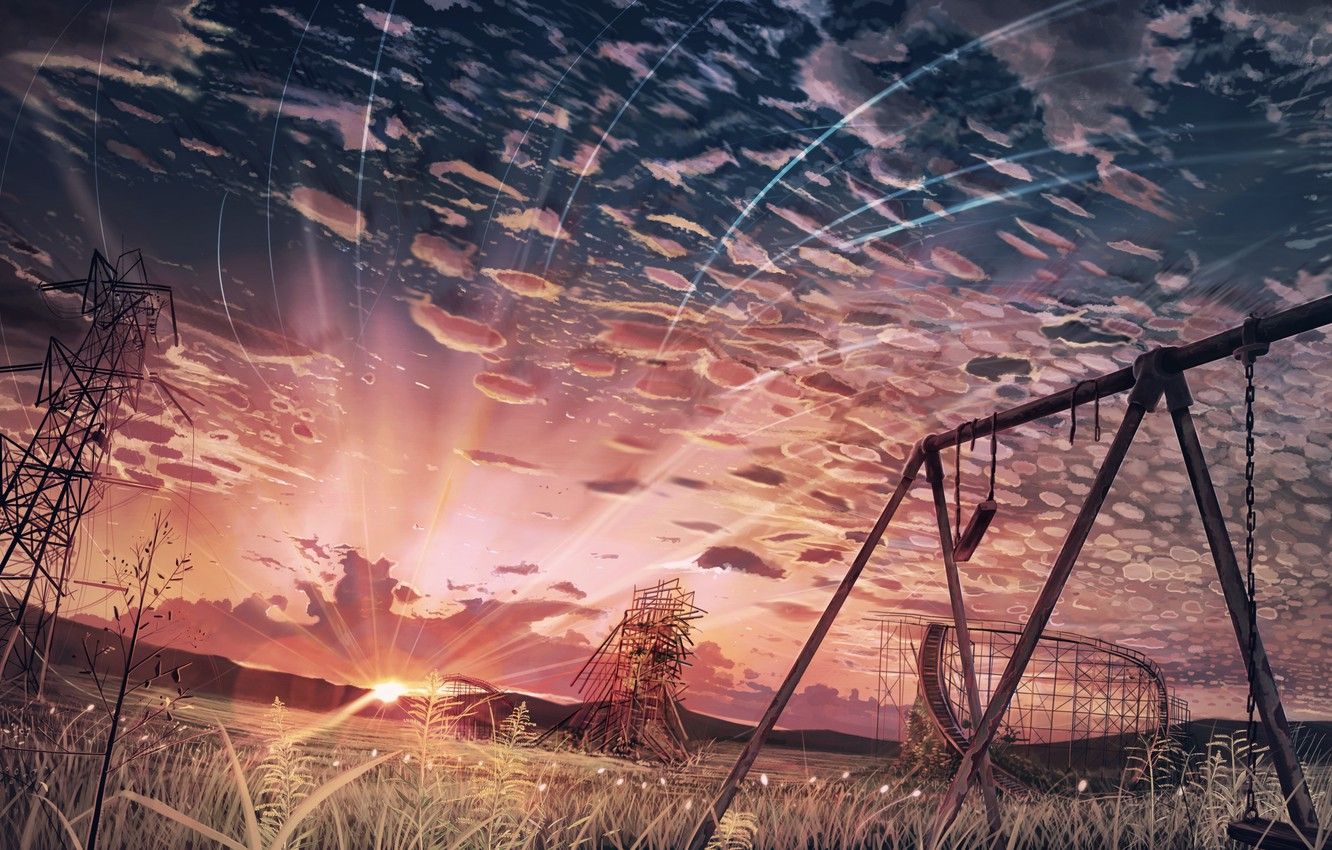 Wallpaper the sky, sunset, swing image for desktop, section арт