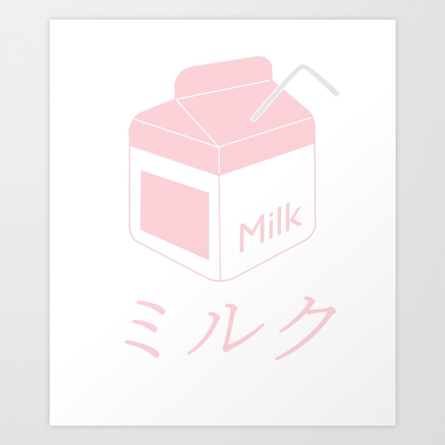 Kawaii Milk Carton Pink Japanese Vaporwave Gift Art Print