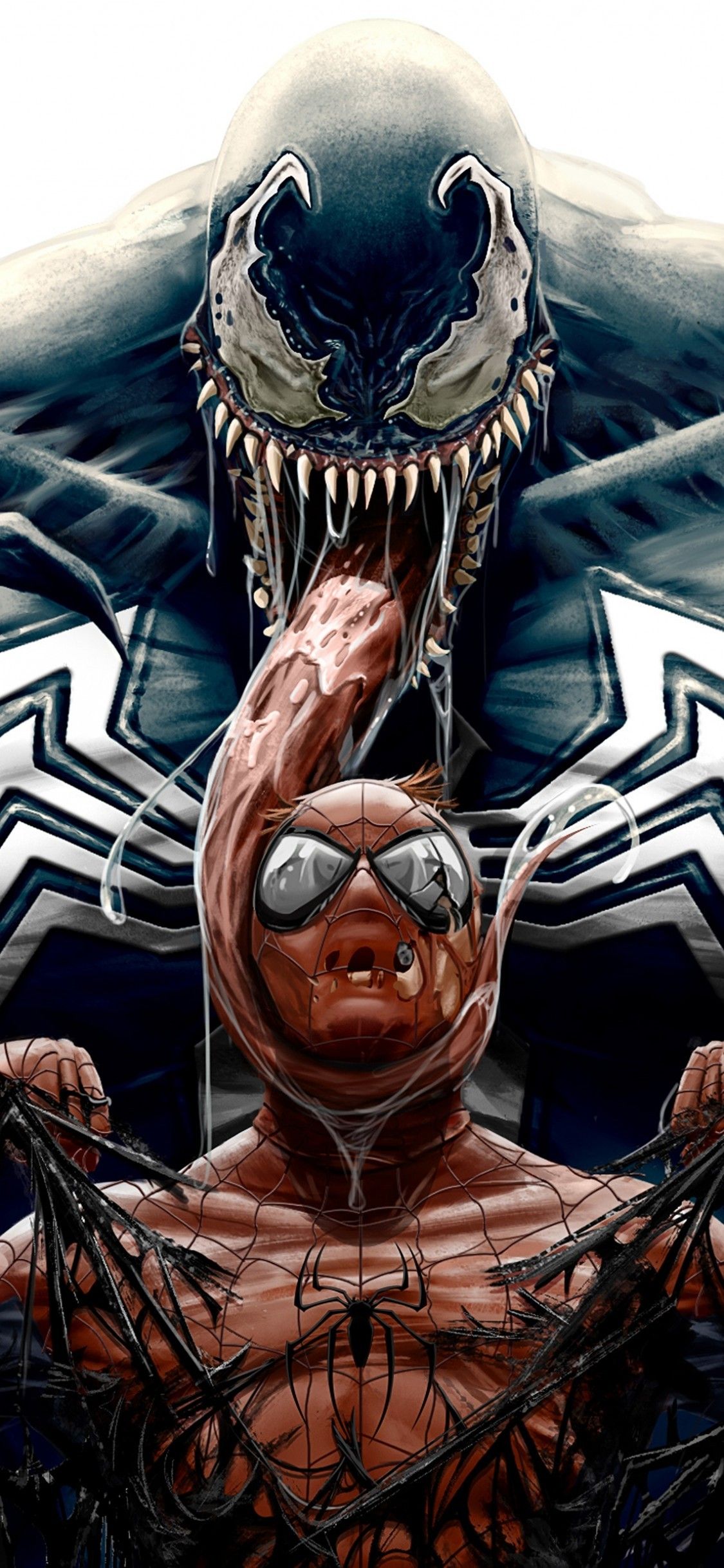 Download 1125x2436 Spiderman, Venom, Monster, Artwork Wallpaper