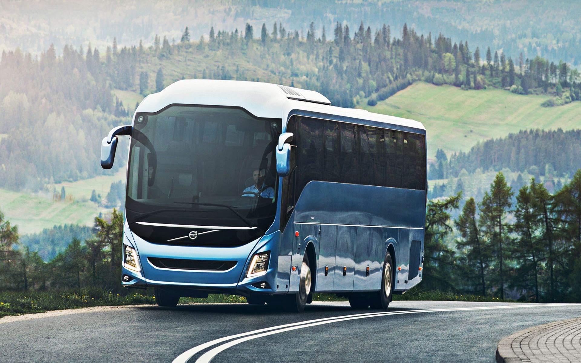 Download wallpaper Volvo new bus, passenger bus