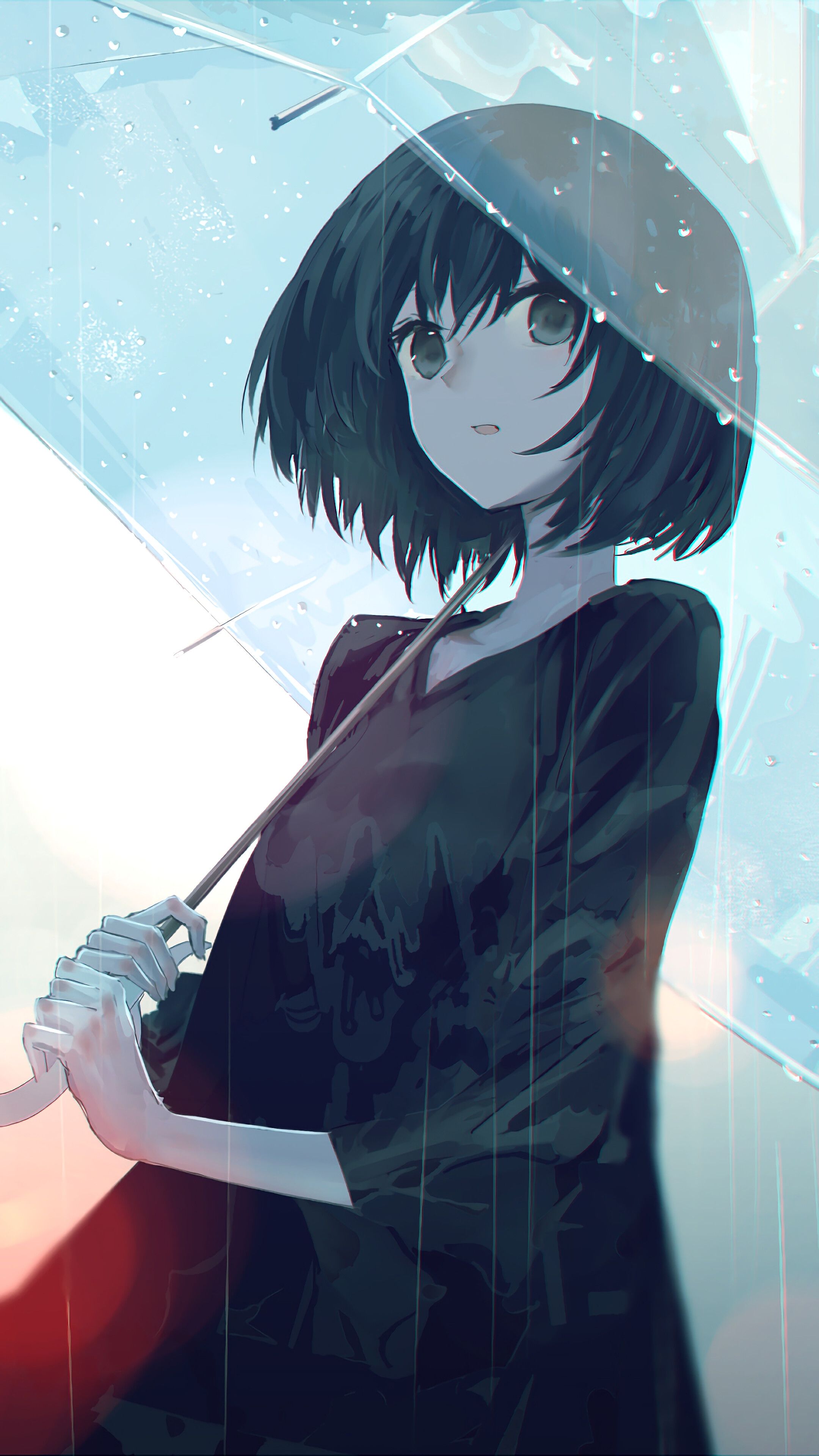 Anime, Girl, Rain, Umbrella, 4K phone HD Wallpaper, Image, Background, Photo and Picture. Mocah HD Wallpaper