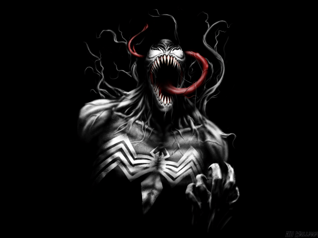 Venom Black And White Wallpaper