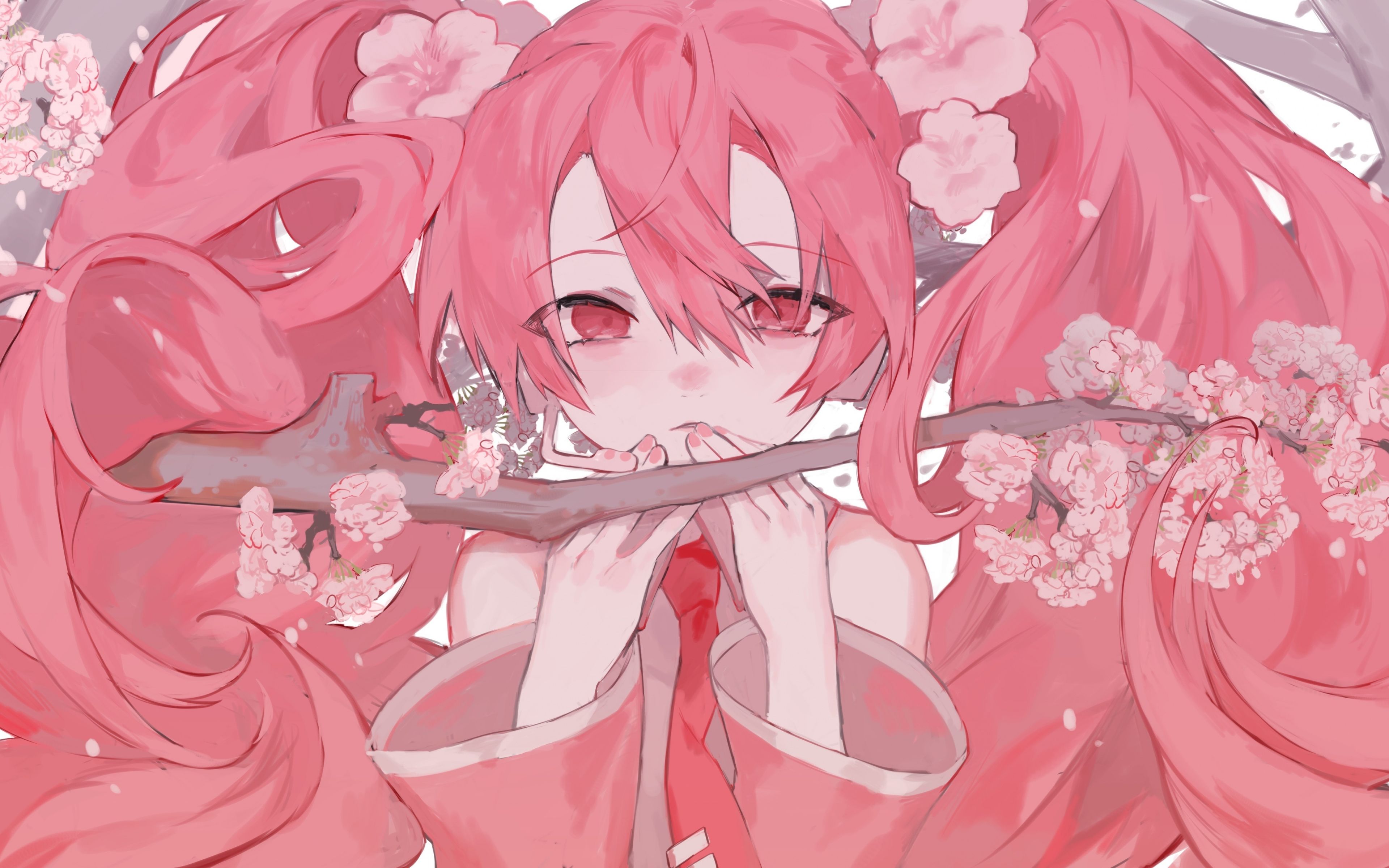 Download wallpaper Sakura Miku, 4k, pink hair, artwork, manga