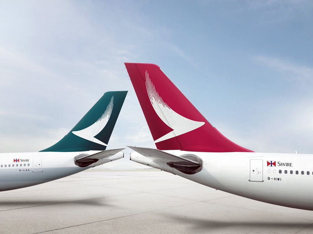 The new livery of Cathay Pacific and Cathay Dragon. Cathay dragon