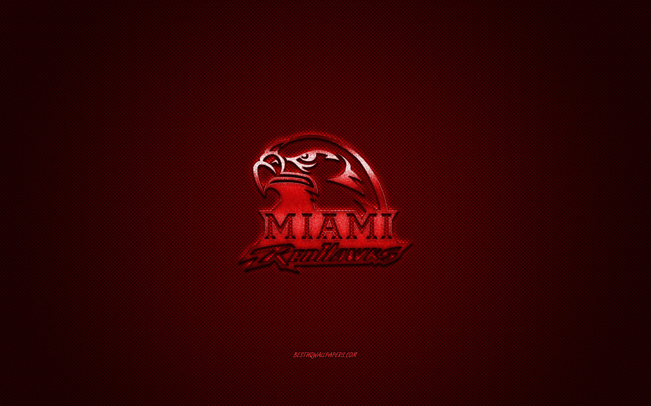 Download wallpaper Miami RedHawks logo, American football club