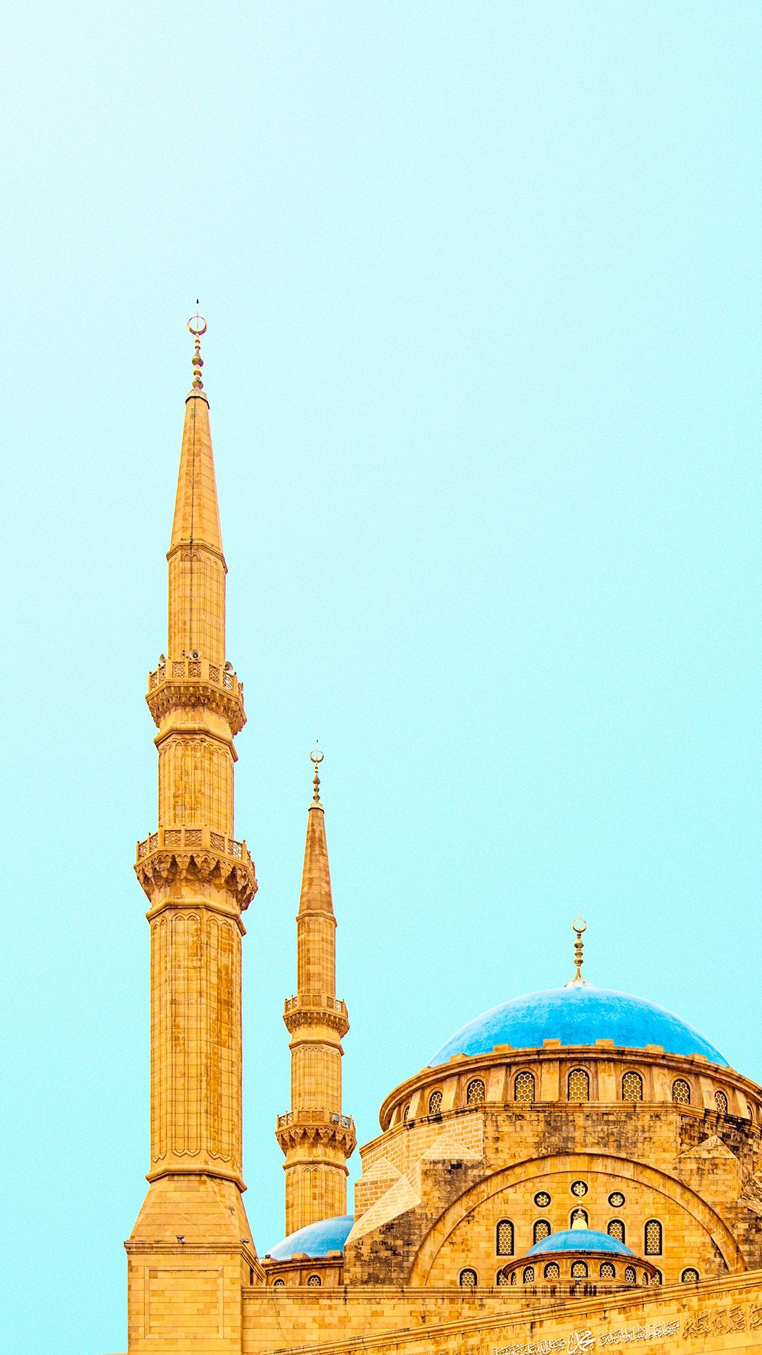 iPhone Wallpaper. Landmark, Spire, Place of worship, Blue, Mosque