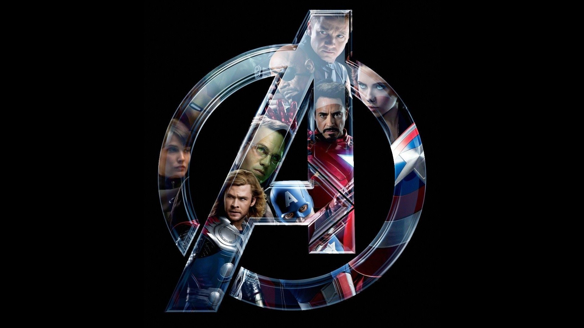 Avengers Logo with Superhero Faces Wallpaper