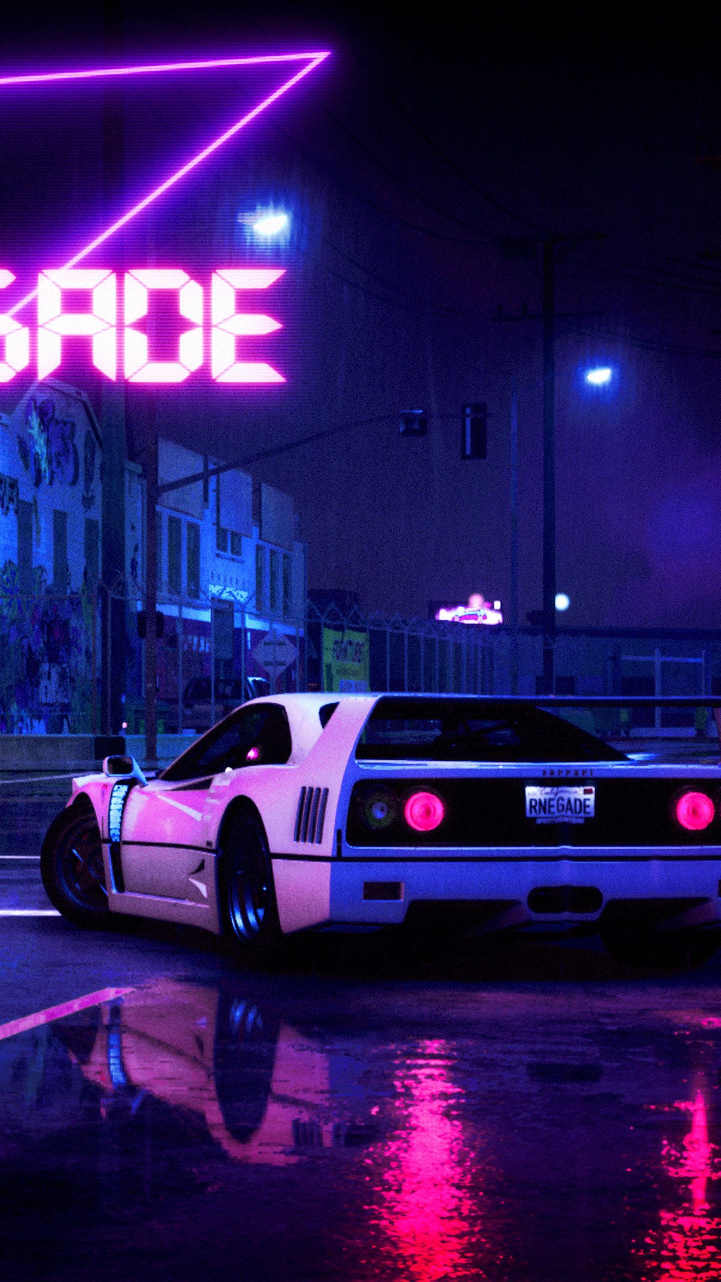 Retrowave Cyberpunk Car 4K, HD Artist Wallpaper Photo