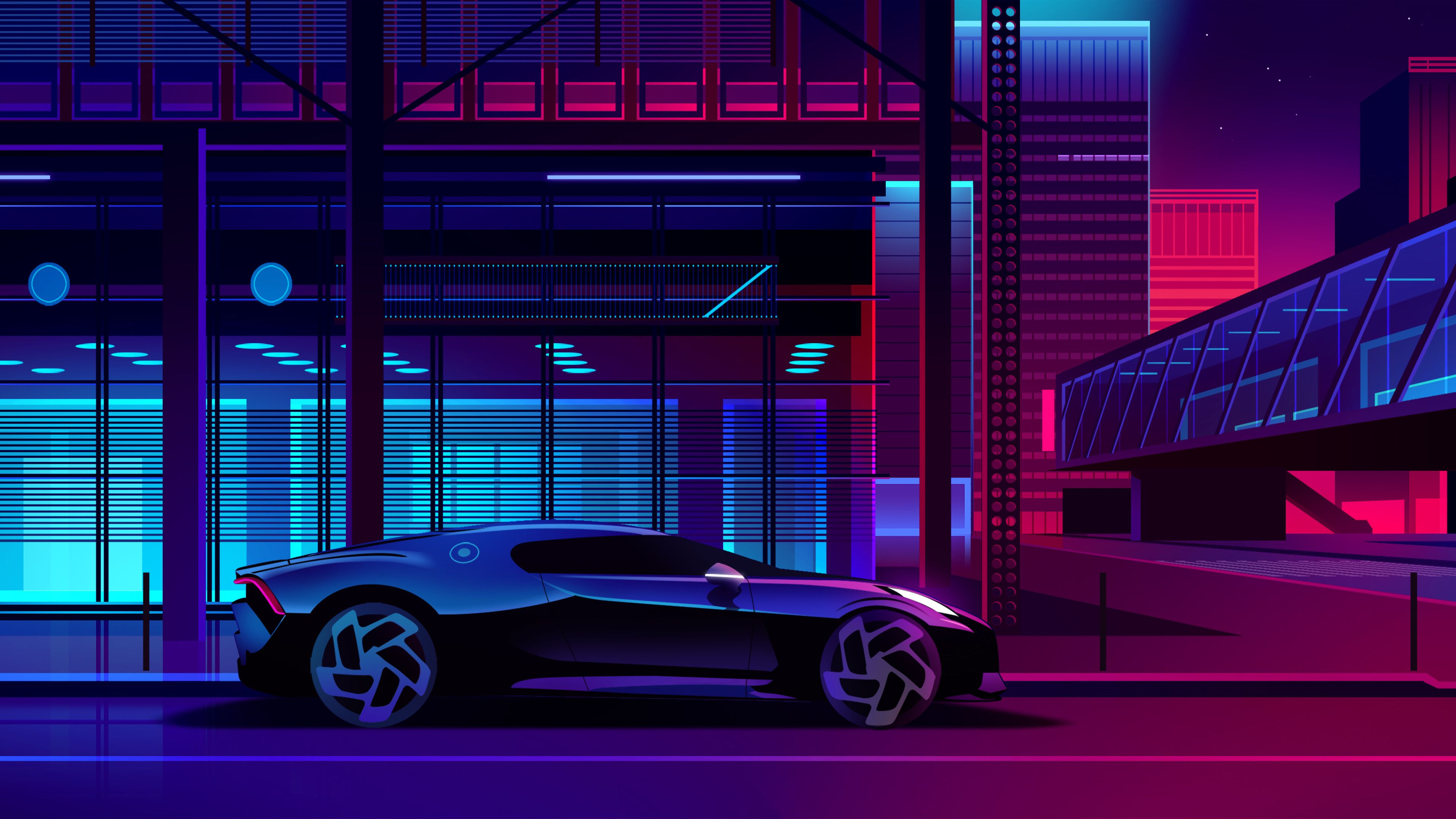 Neon city cool car Live Wallpaper  free download