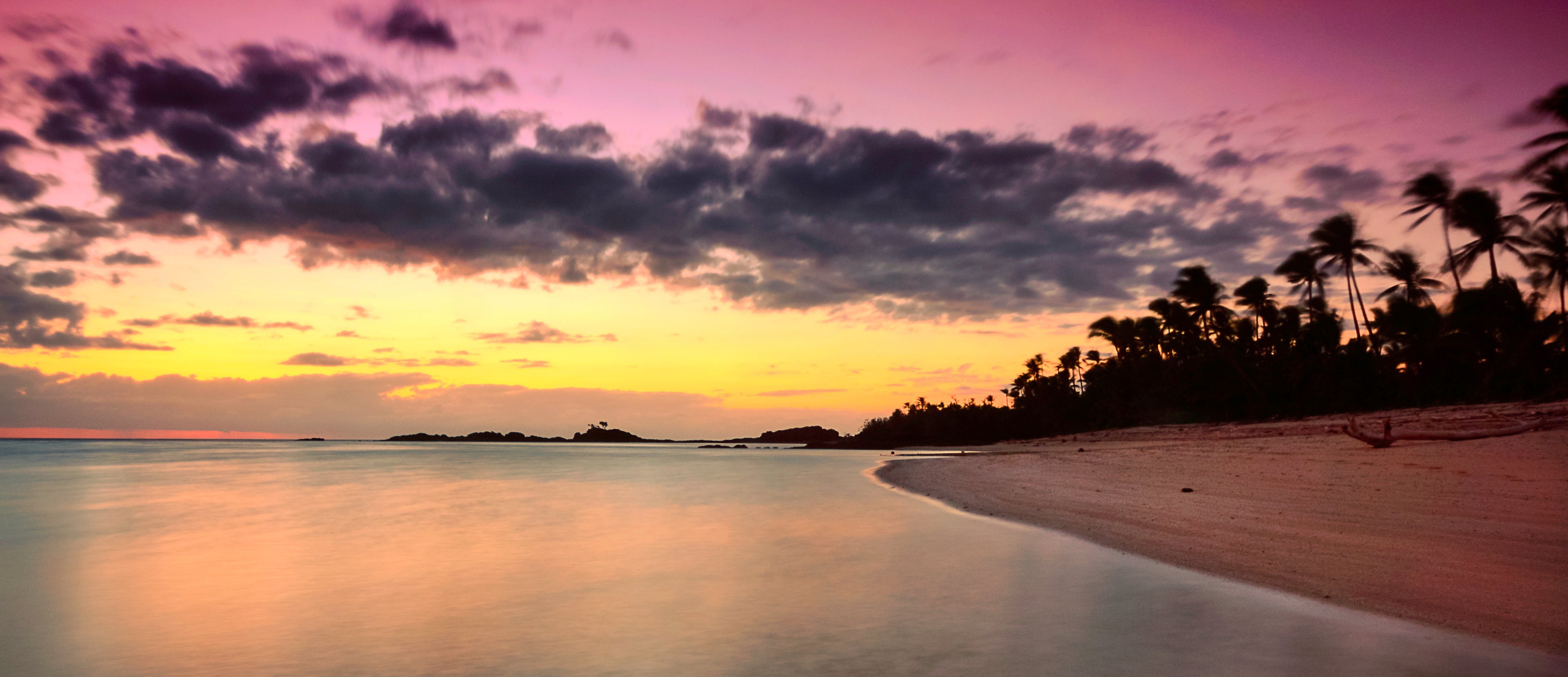 Beach Yellow Sunset Wallpaper